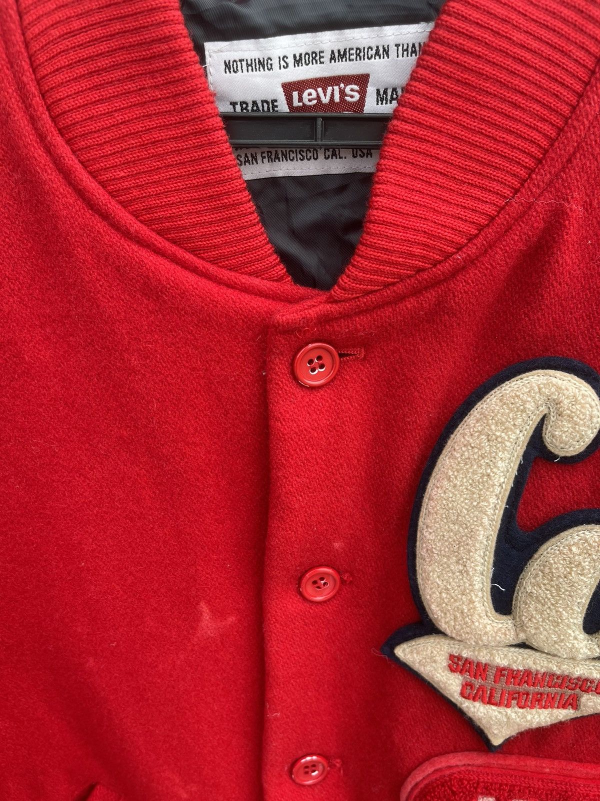 Japanese Brand × Levi's Vintage Clothing Vintage RED SHAGGY VARSITY JACKET Size US L / EU 52-54 / 3 - 6 Thumbnail