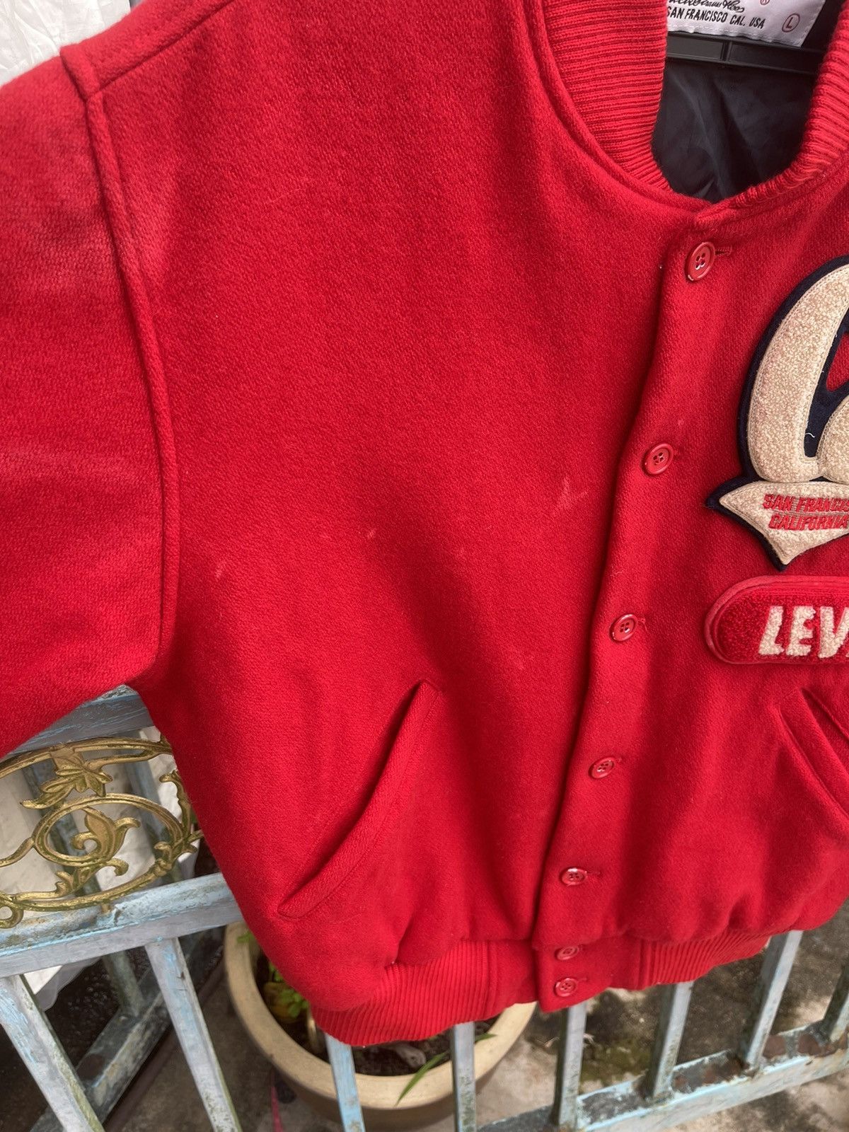 Japanese Brand × Levi's Vintage Clothing Vintage RED SHAGGY VARSITY JACKET Size US L / EU 52-54 / 3 - 9 Thumbnail