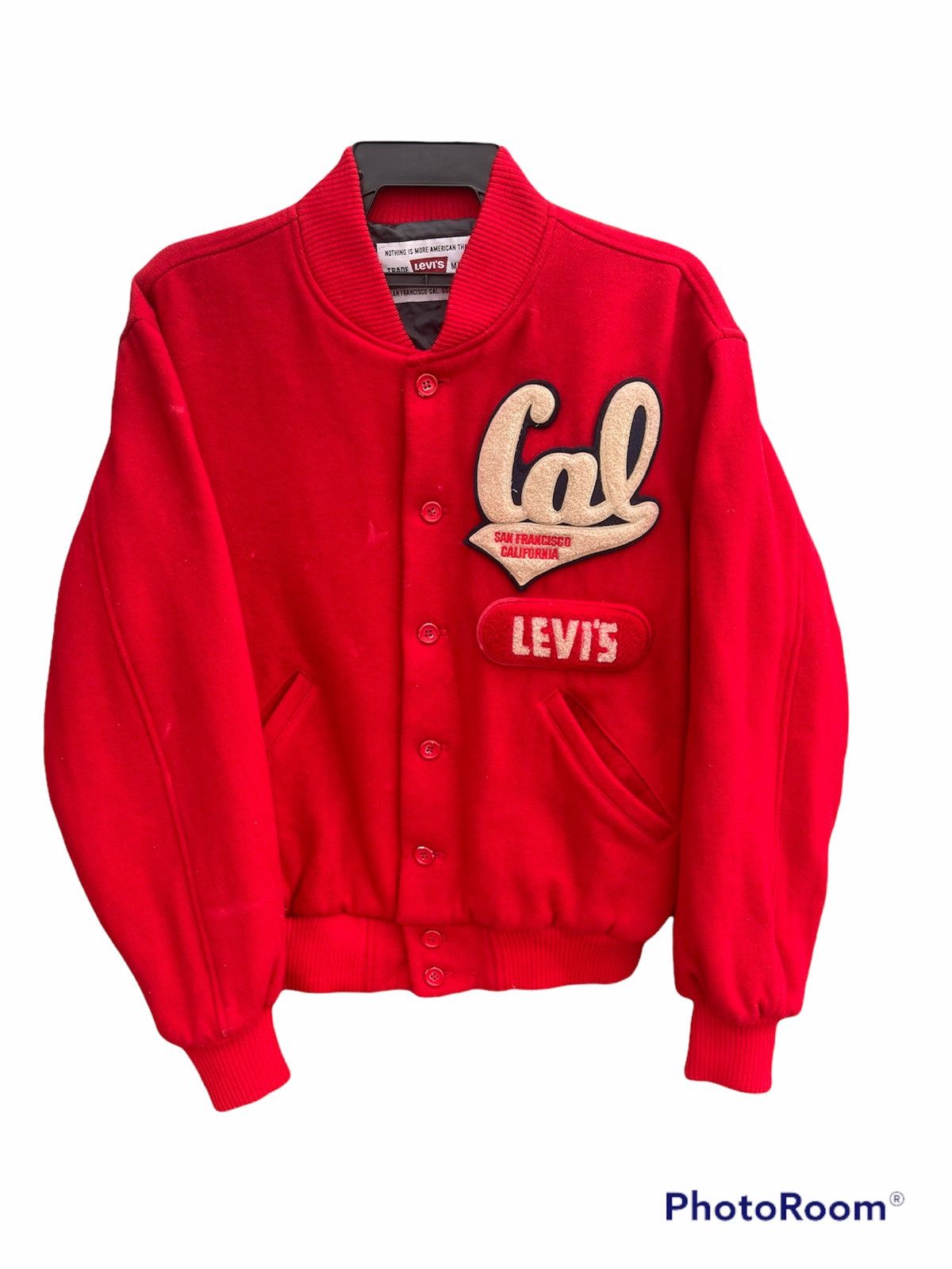 image of Levis Vintage Clothing x Varsity Jacket Vintage Red Shaggy Varsity Jacket, Men's (Size Large)
