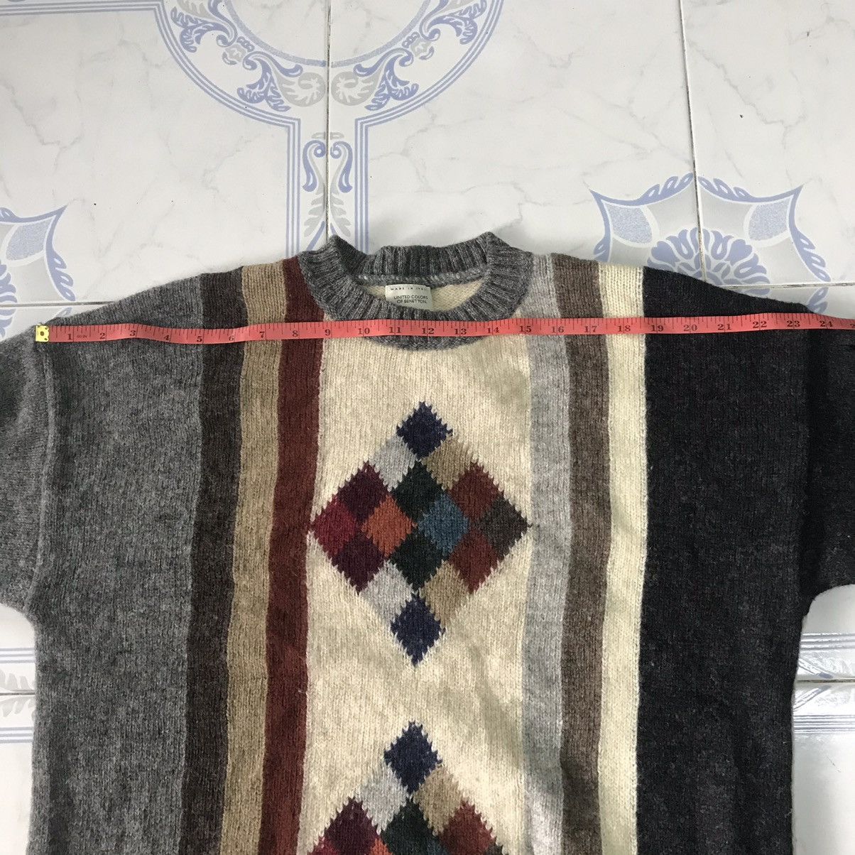 United Colors Of Benetton Pure Shetland New Wool Knitwear Jumper Made in Italy Size US L / EU 52-54 / 3 - 13 Thumbnail