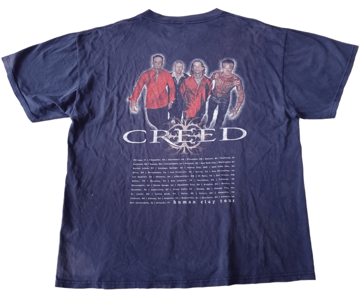 Pre-owned Band Tees X Vintage 90's 2000s Creed Human Clay Tour T-shirt In Navy