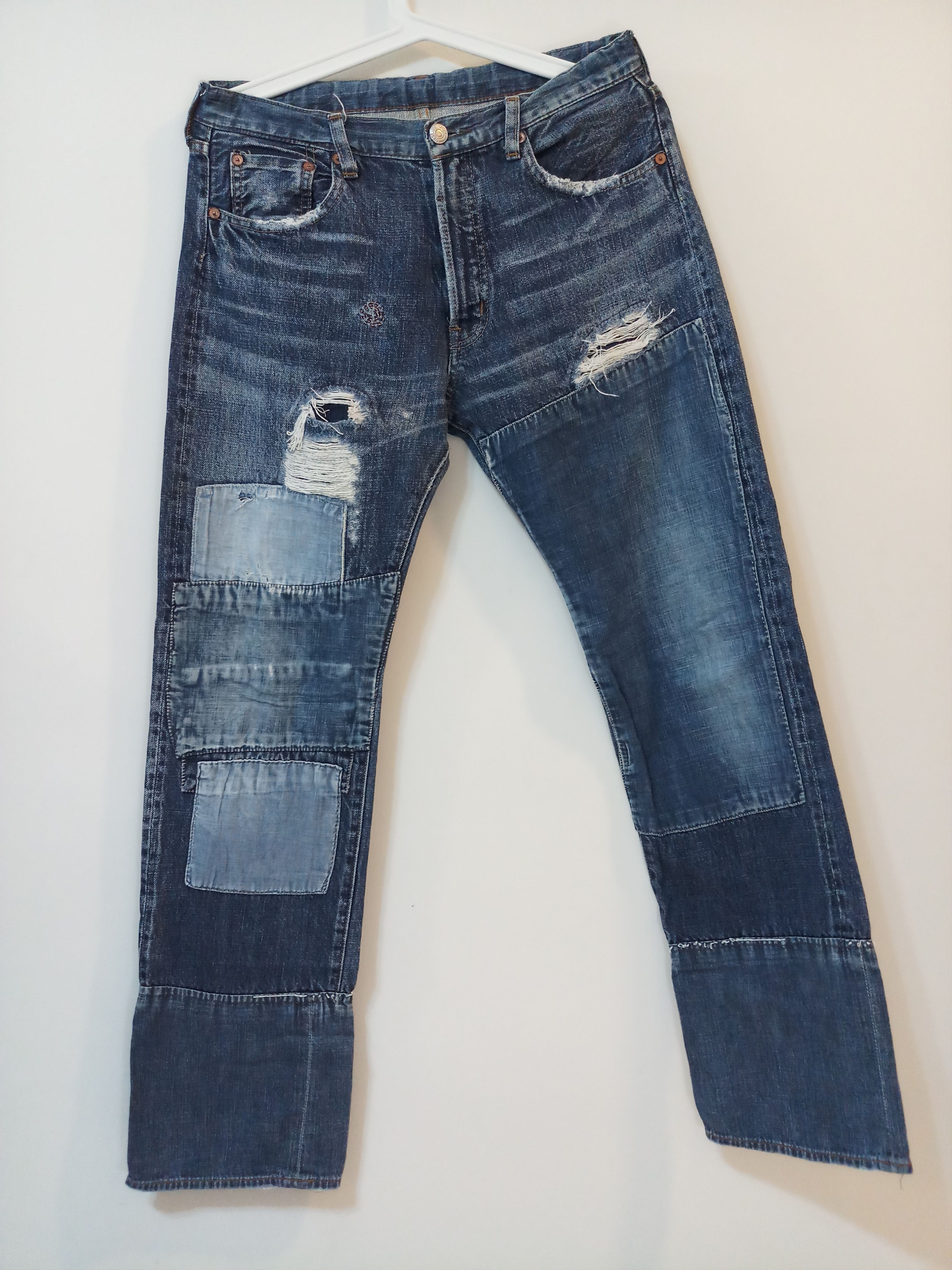 Japanese Brand Denim Dungaree Patchwork Selvedge Denim Size US 30 / EU 46 - 2 Thumbnail