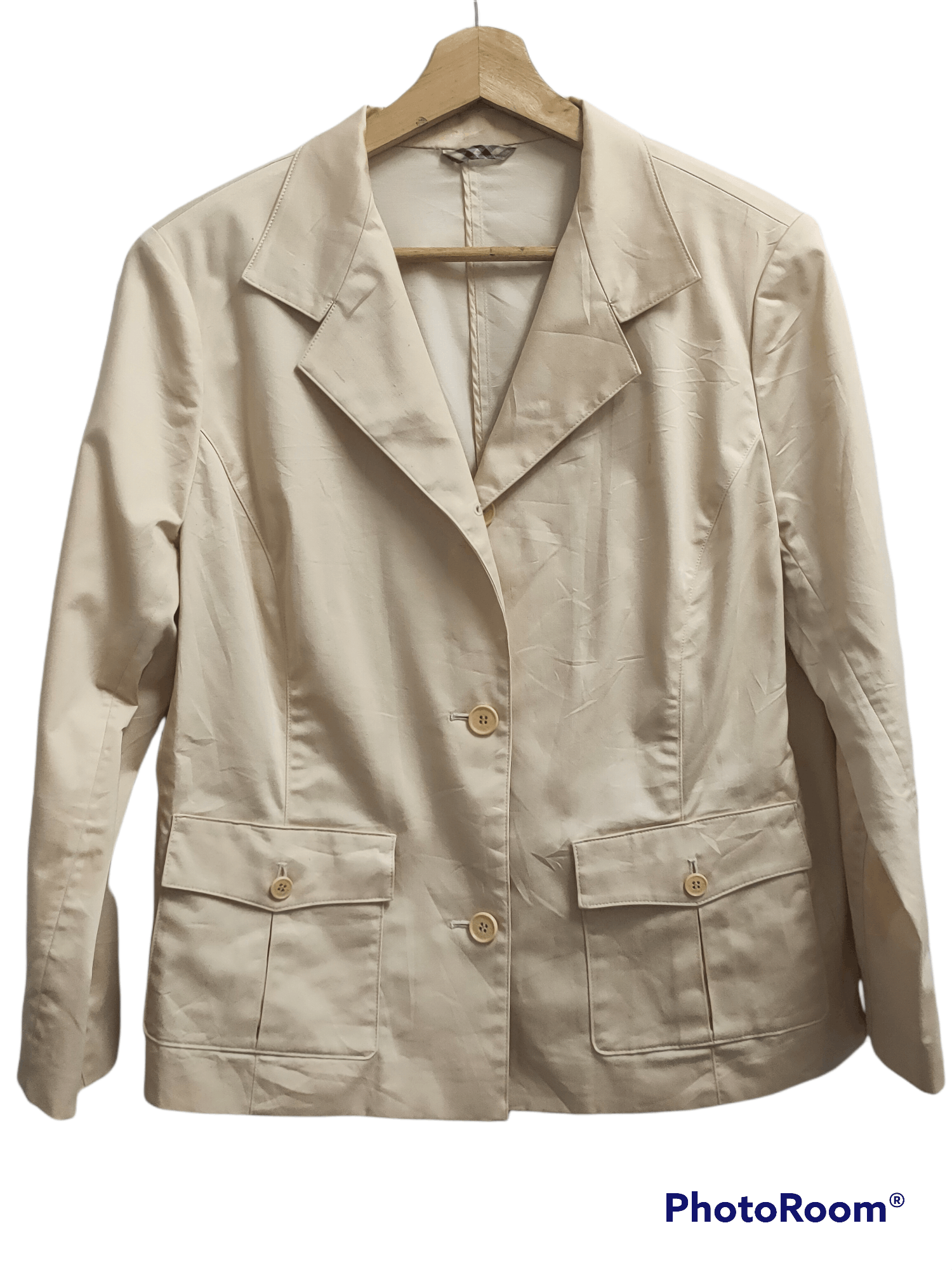 Burberry × Vintage Burberry vintage 3 button up pocket jacket cream Size US S / EU 44-46 / 1 - 1 Thumbnail