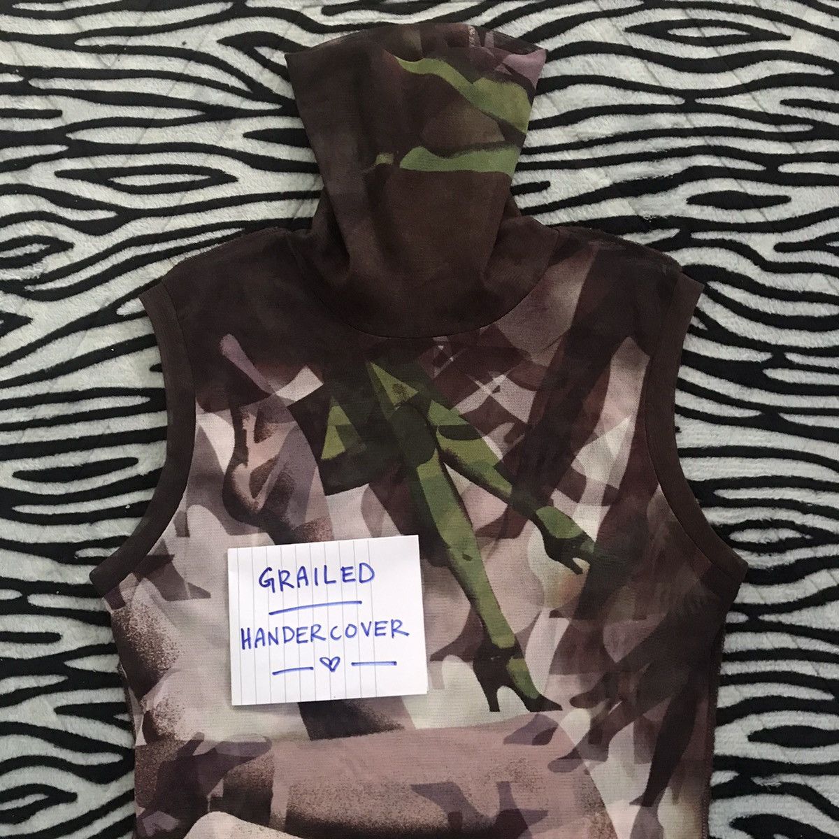 Jean Paul Gaultier Vintage JPG Leg Printed Mesh Turtleneck Sleveless Top Size S / US 4 / IT 40 - 4 Thumbnail