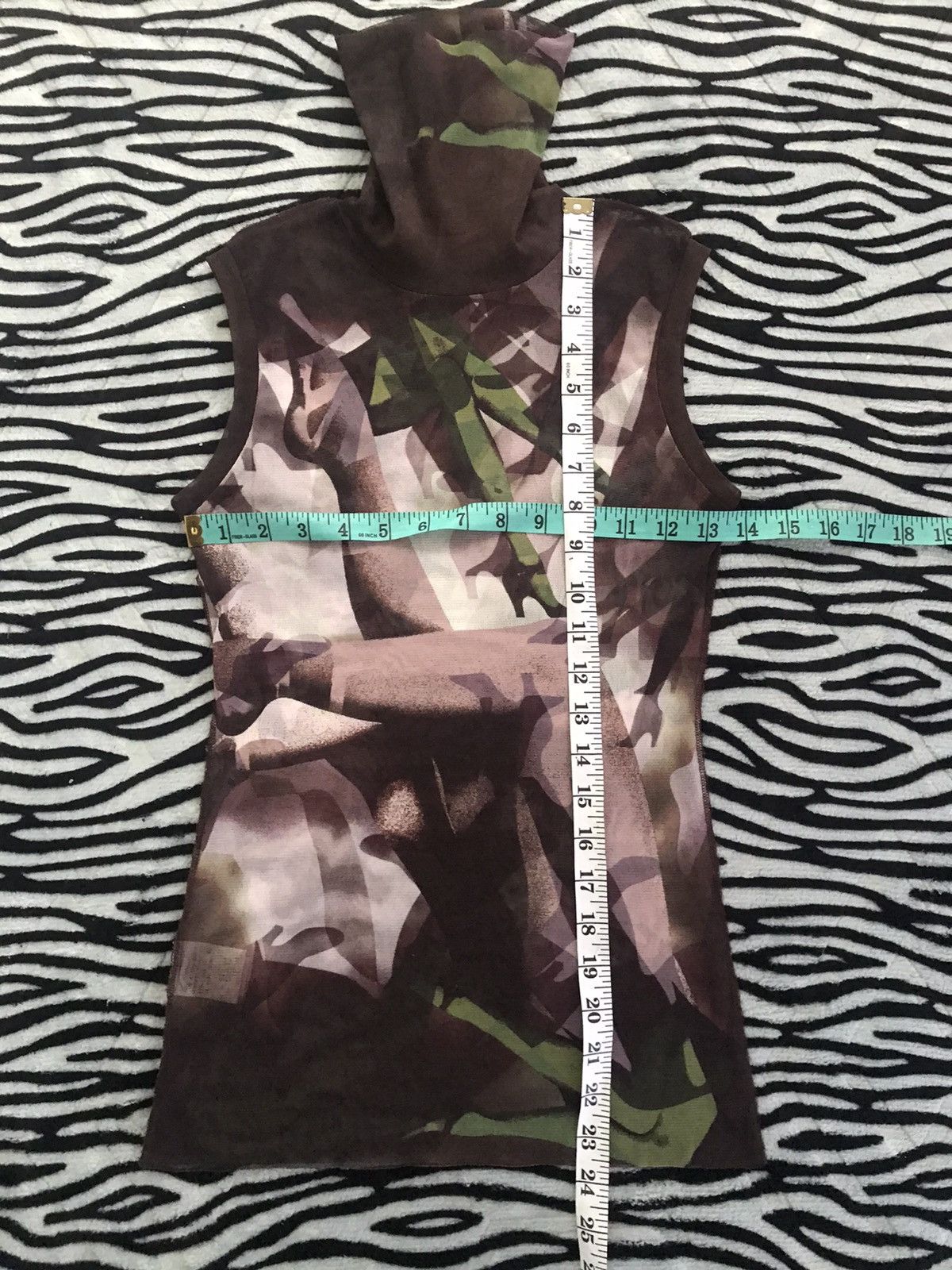 Jean Paul Gaultier Vintage JPG Leg Printed Mesh Turtleneck Sleveless Top Size S / US 4 / IT 40 - 10 Thumbnail