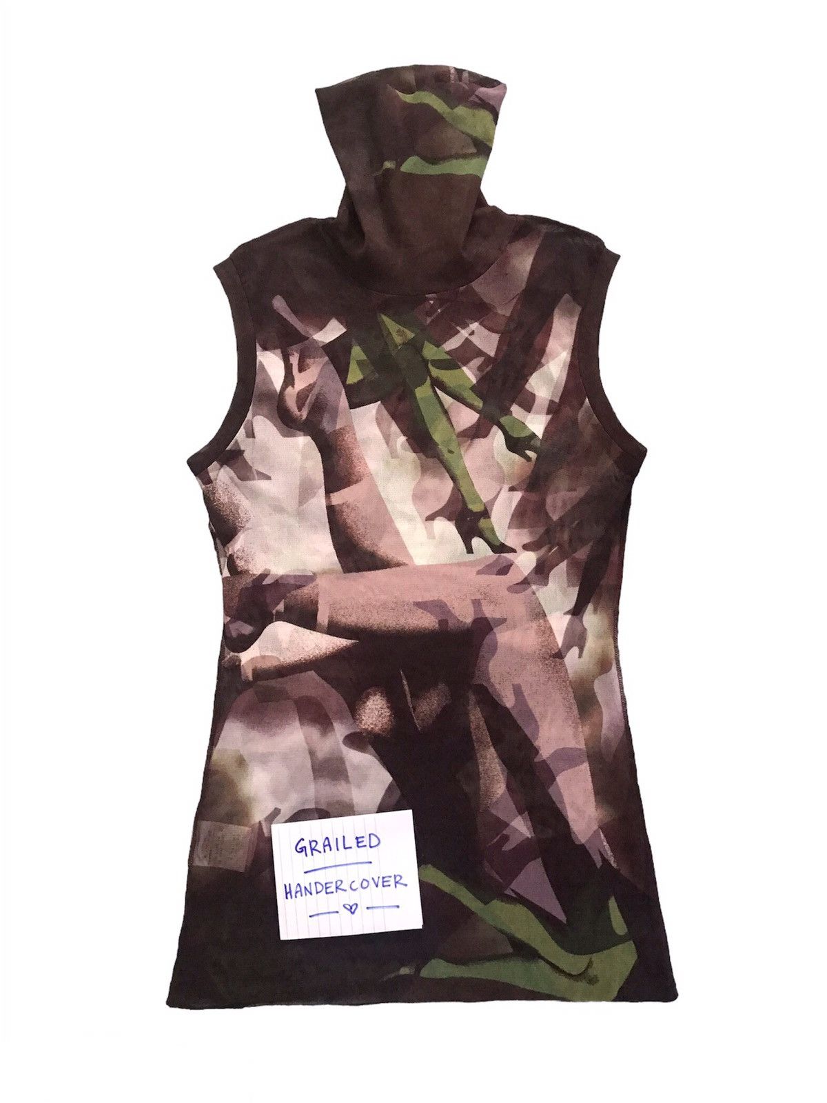 Jean Paul Gaultier Vintage JPG Leg Printed Mesh Turtleneck Sleveless Top Size S / US 4 / IT 40 - 1 Thumbnail