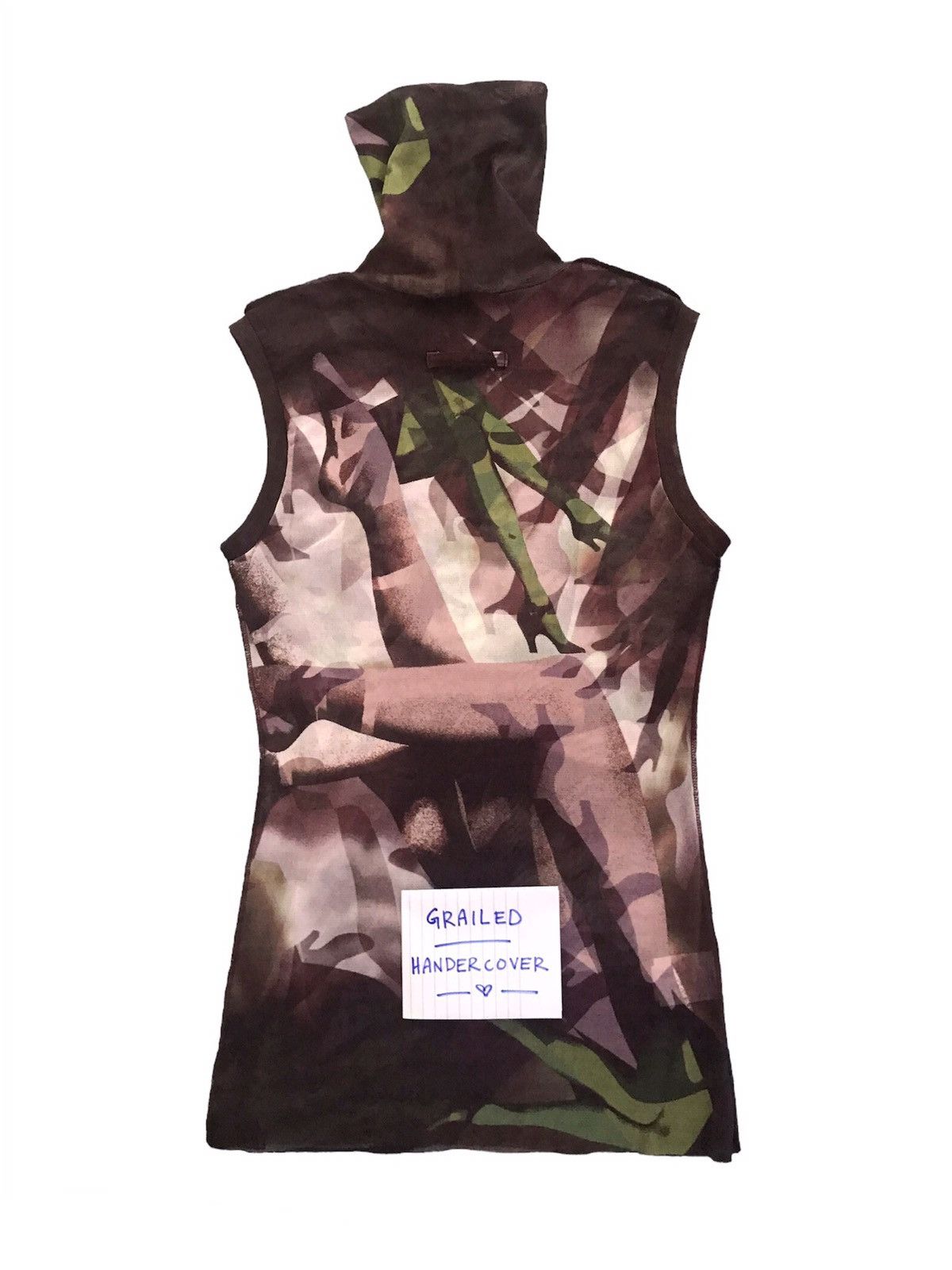 Jean Paul Gaultier Vintage JPG Leg Printed Mesh Turtleneck Sleveless Top Size S / US 4 / IT 40 - 2 Thumbnail