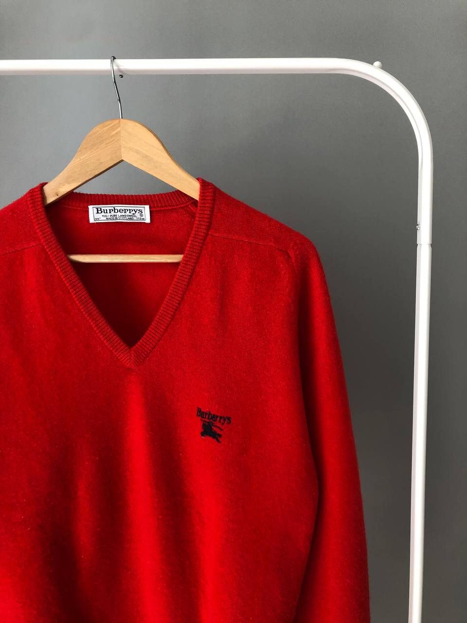 Burberry × Vintage Vintage RARE red Burberry Golf Wool Knit Sweater Cardigand Size US S / EU 44-46 / 1 - 2 Thumbnail