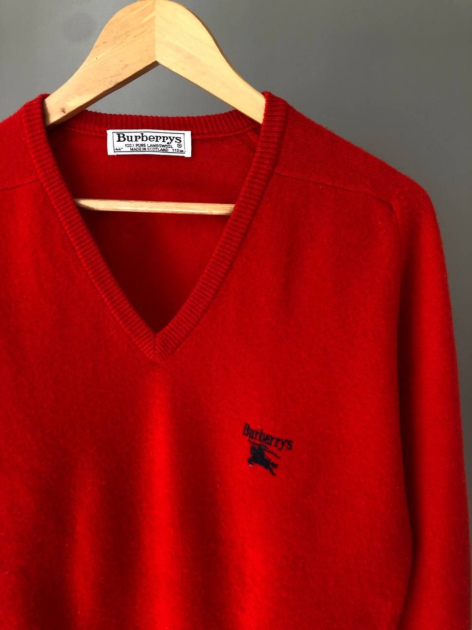 Burberry × Vintage Vintage RARE red Burberry Golf Wool Knit Sweater Cardigand Size US S / EU 44-46 / 1 - 4 Thumbnail