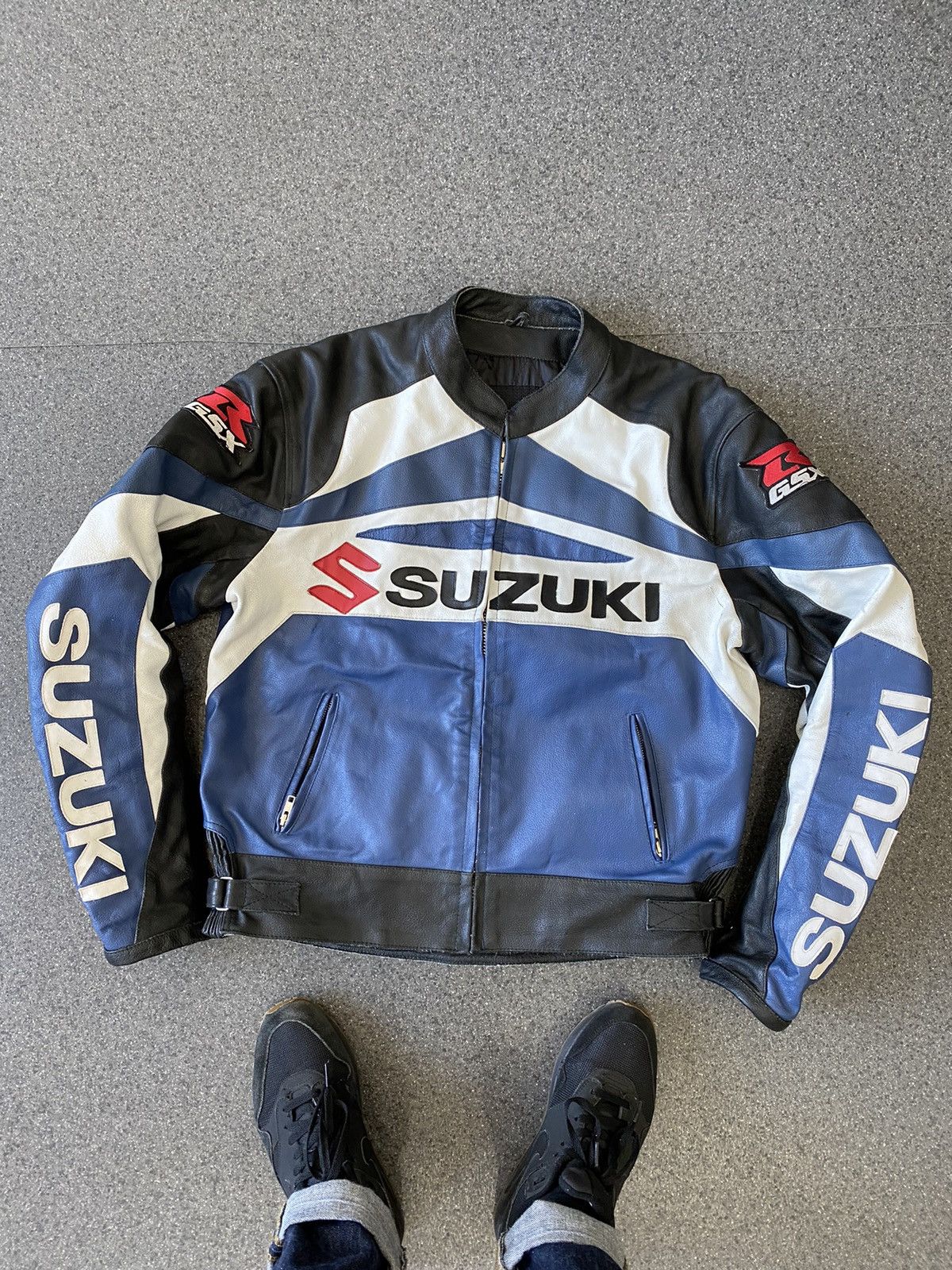 Pre-owned Japanese Brand Vintage Suzuki Racing Leather Jacket In Black