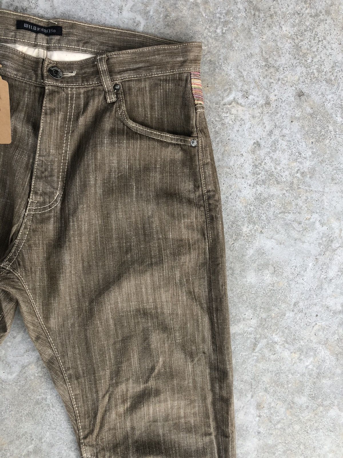 Japanese Brand Wild Khakis Striped Jeans Boro Denim Blanket Navajo Style Size US 34 / EU 50 - 5 Thumbnail
