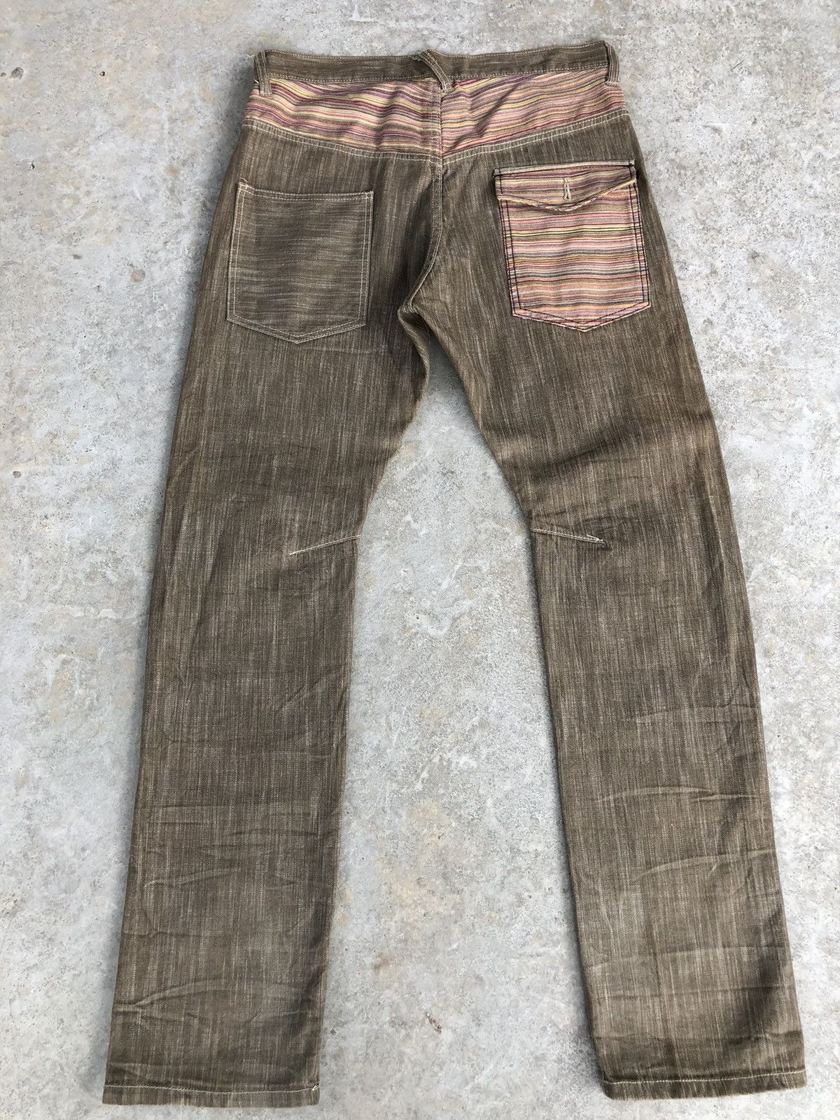 Japanese Brand Wild Khakis Striped Jeans Boro Denim Blanket Navajo Style Size US 34 / EU 50 - 1 Thumbnail