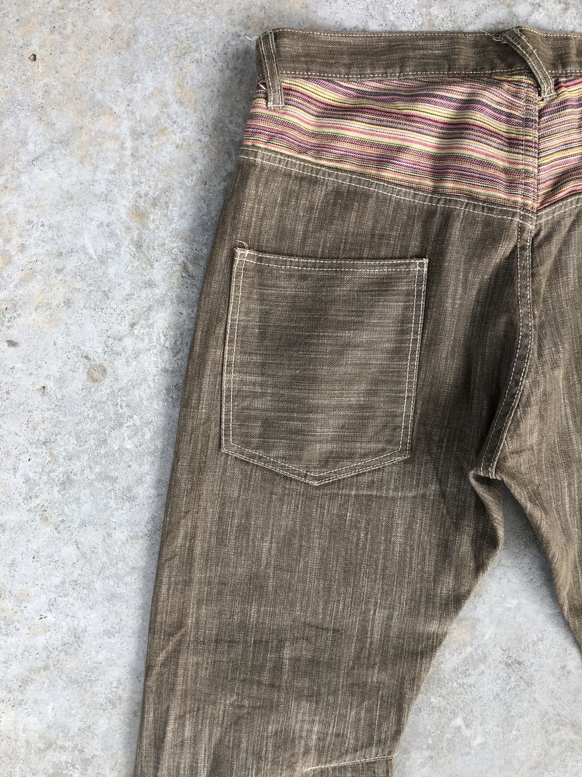 Japanese Brand Wild Khakis Striped Jeans Boro Denim Blanket Navajo Style Size US 34 / EU 50 - 9 Thumbnail