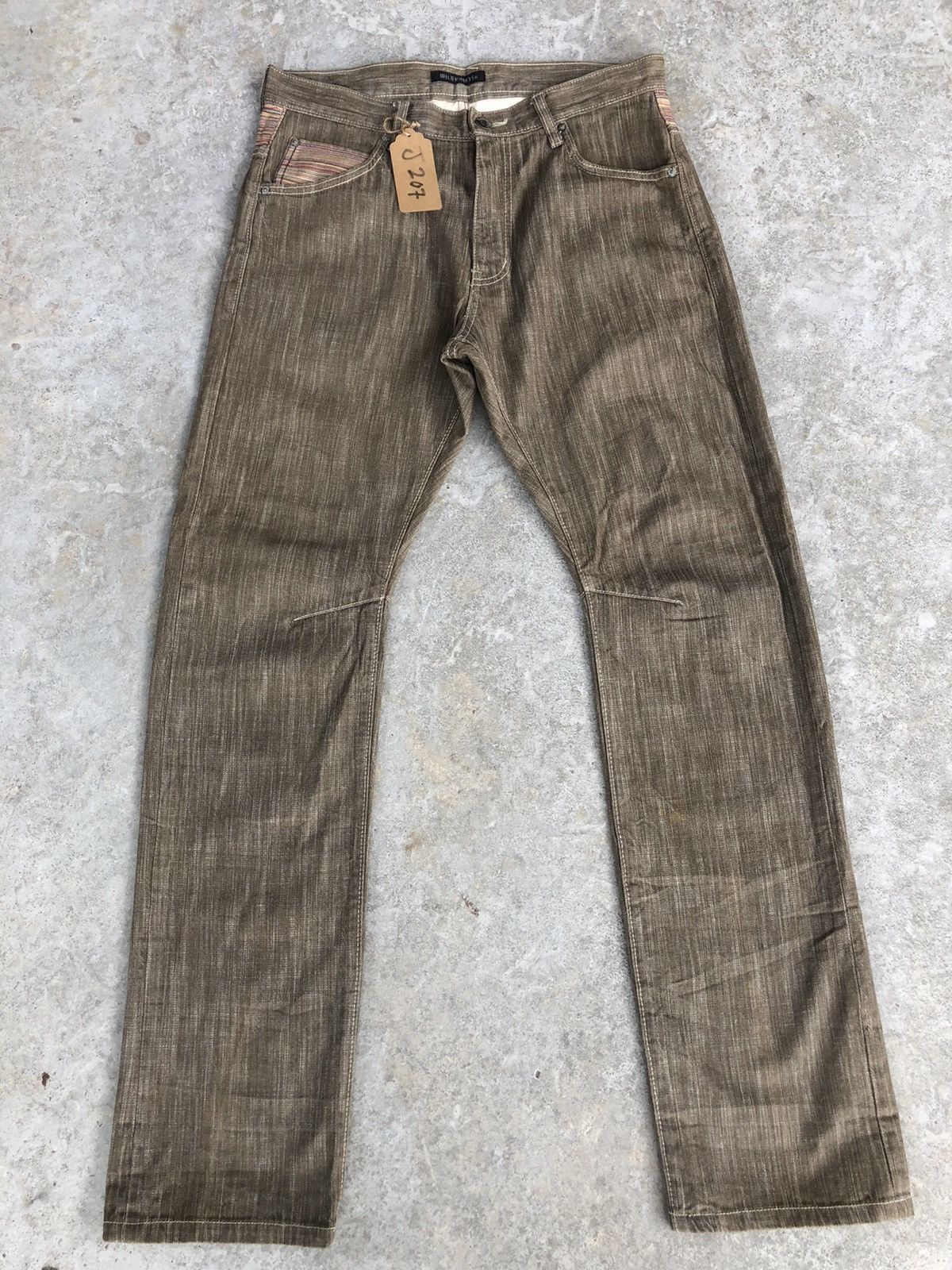 Japanese Brand Wild Khakis Striped Jeans Boro Denim Blanket Navajo Style Size US 34 / EU 50 - 2 Thumbnail