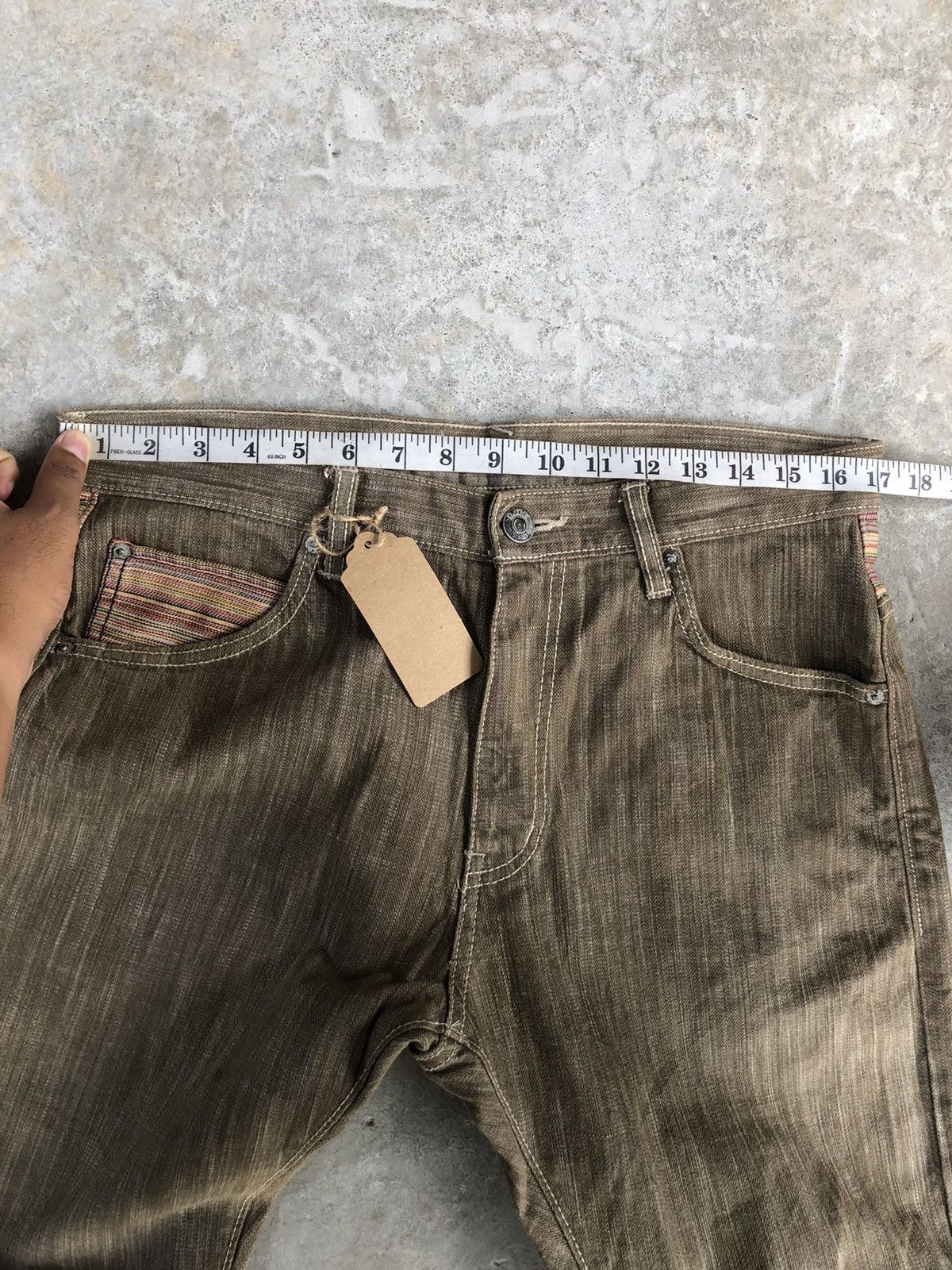 Japanese Brand Wild Khakis Striped Jeans Boro Denim Blanket Navajo Style Size US 34 / EU 50 - 13 Thumbnail