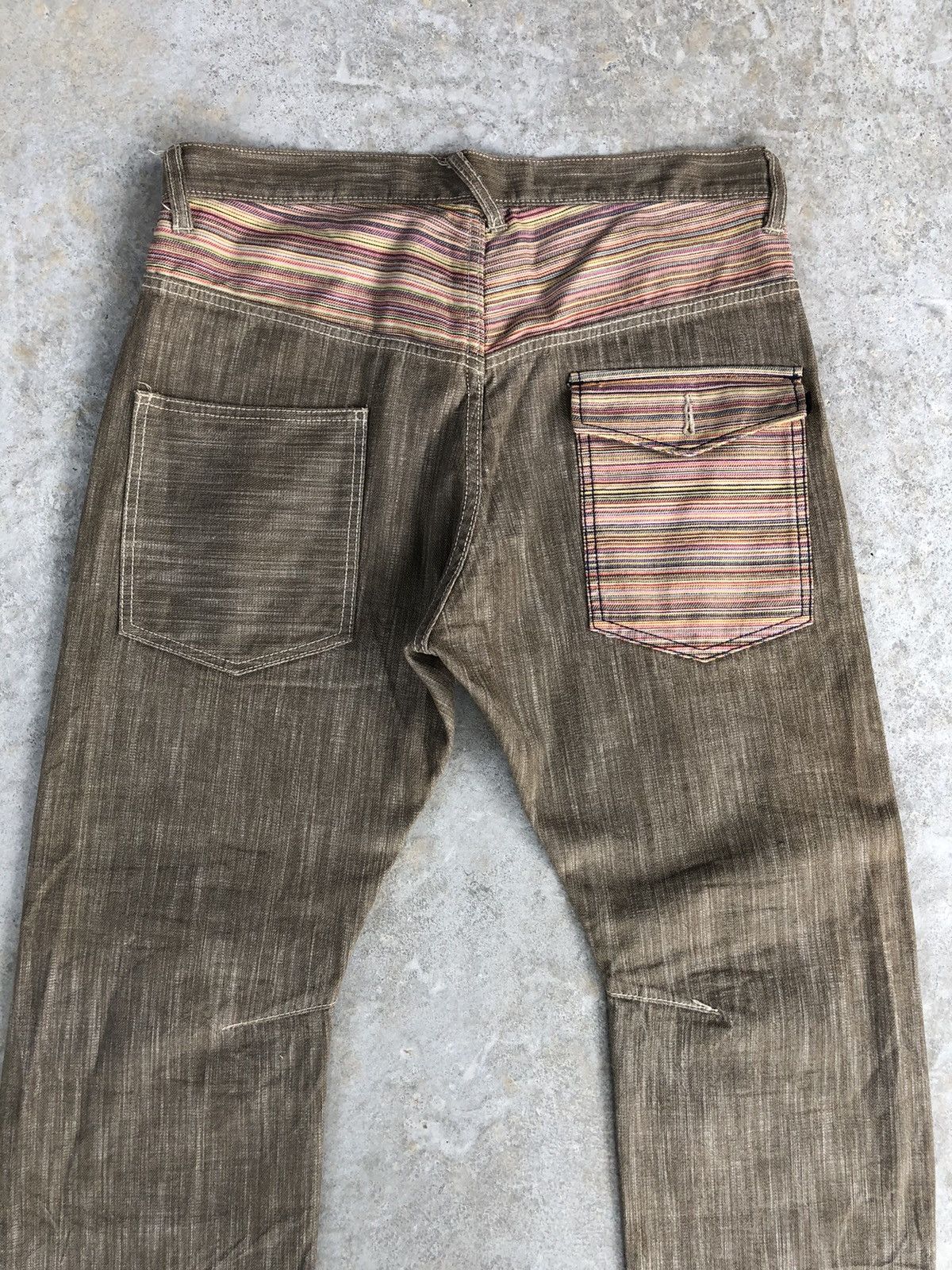 Japanese Brand Wild Khakis Striped Jeans Boro Denim Blanket Navajo Style Size US 34 / EU 50 - 8 Thumbnail