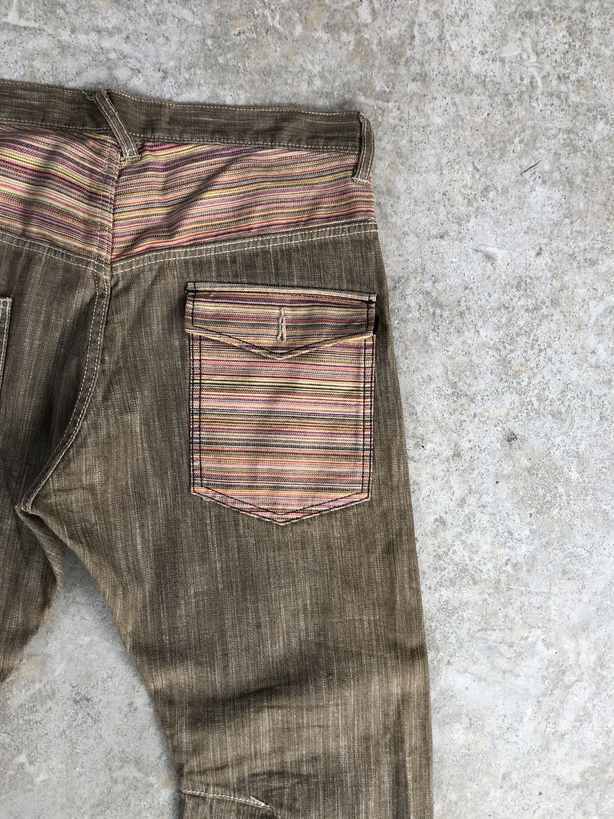Japanese Brand Wild Khakis Striped Jeans Boro Denim Blanket Navajo Style Size US 34 / EU 50 - 10 Thumbnail