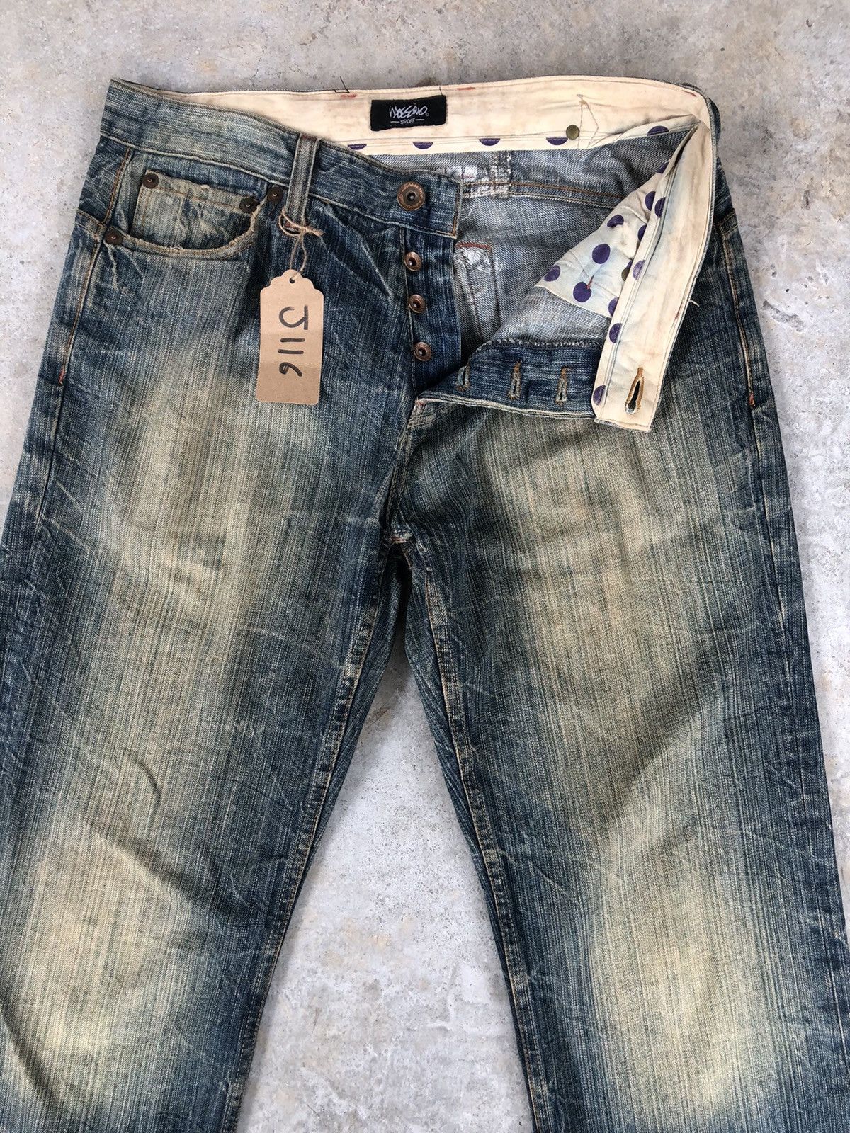 Mossimo Mossimo Mudwash Distressed Jeans Buckle Back Size US 33 - 3 Thumbnail
