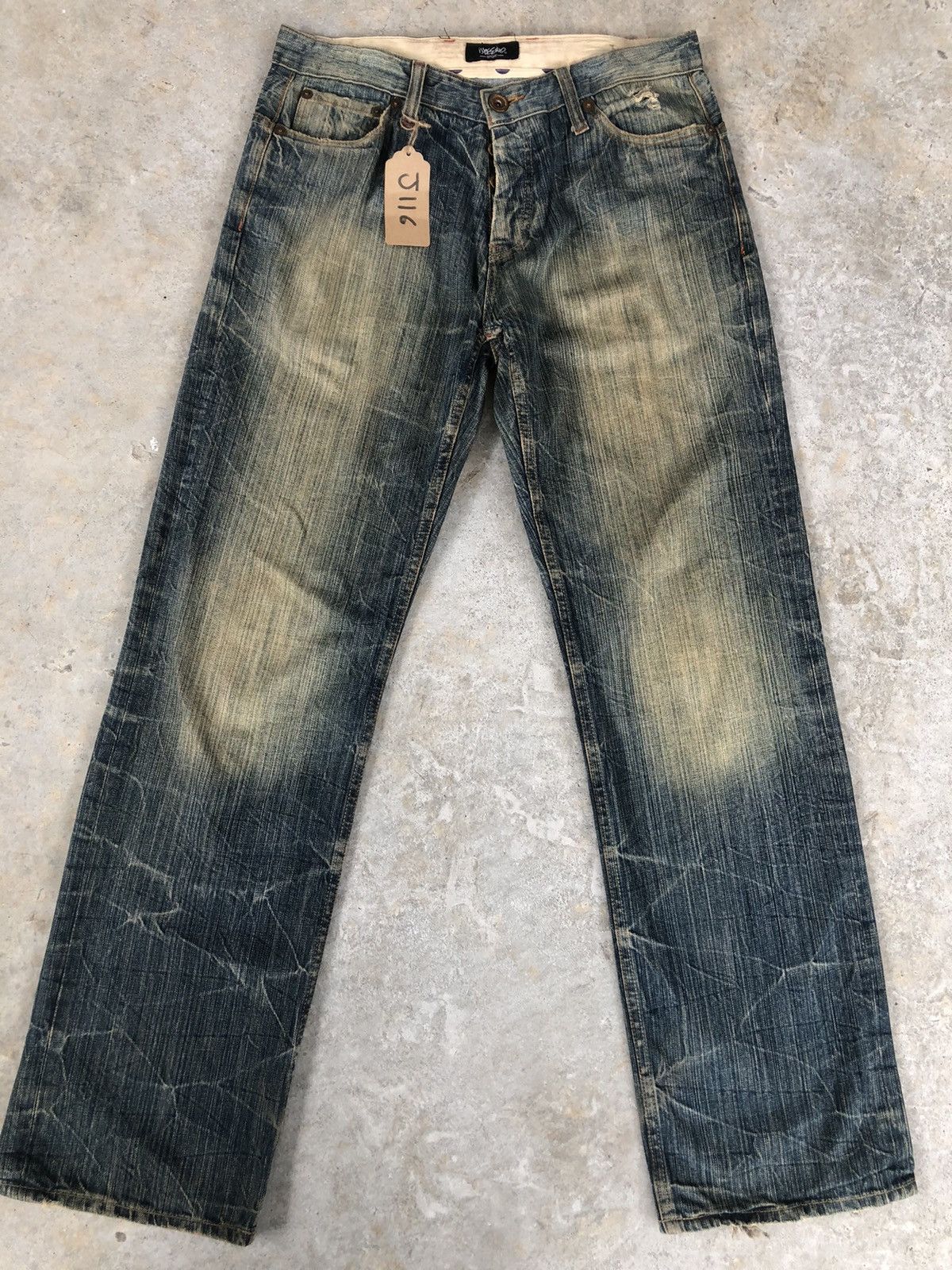 Mossimo Mossimo Mudwash Distressed Jeans Buckle Back Size US 33 - 1 Thumbnail