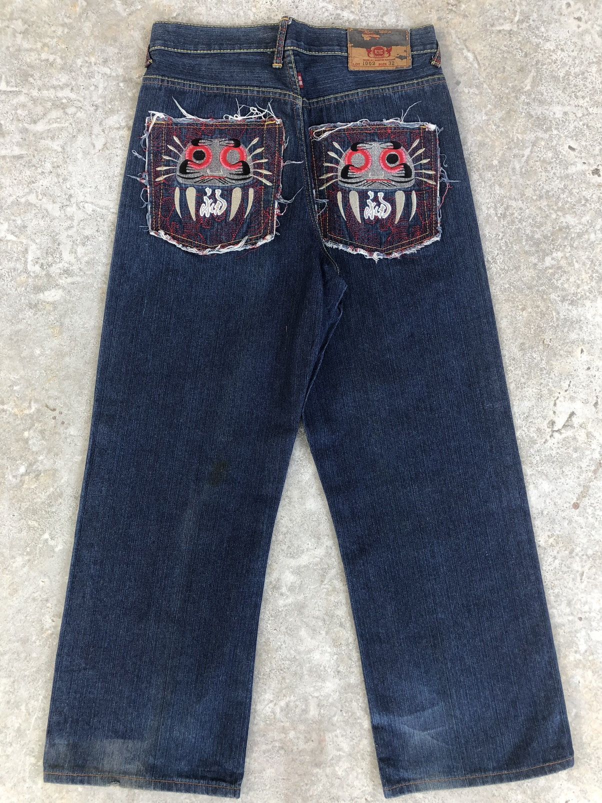 Image of Archival Clothing x Red Monkey Company Embroidered Jeans in Blue, Men's (Size 31)