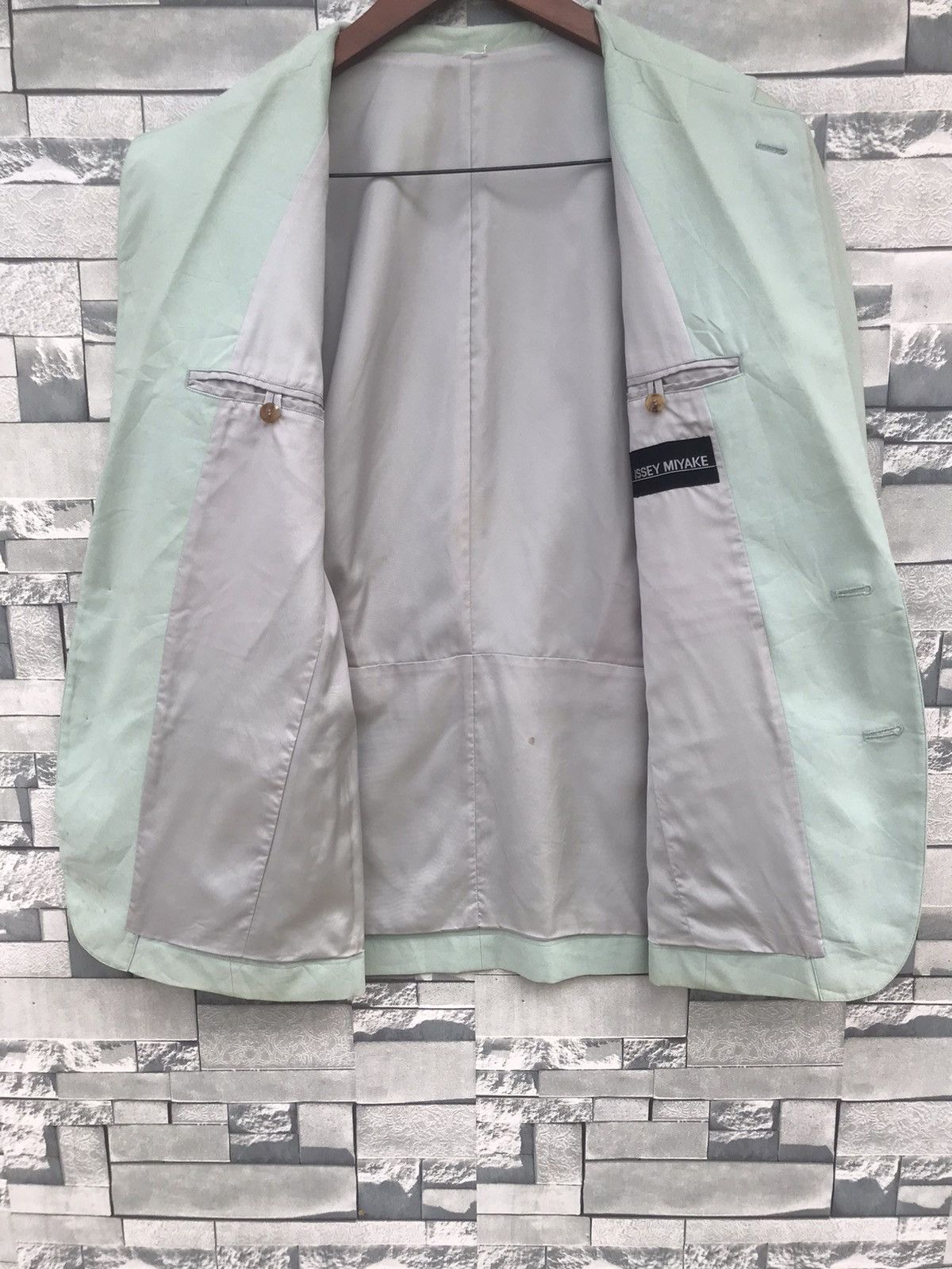 Issey Miyake Vintage 80s Issey Miyake Men Sage Green Linen Blazer Jacket Size US M / EU 48-50 / 2 - 11 Thumbnail