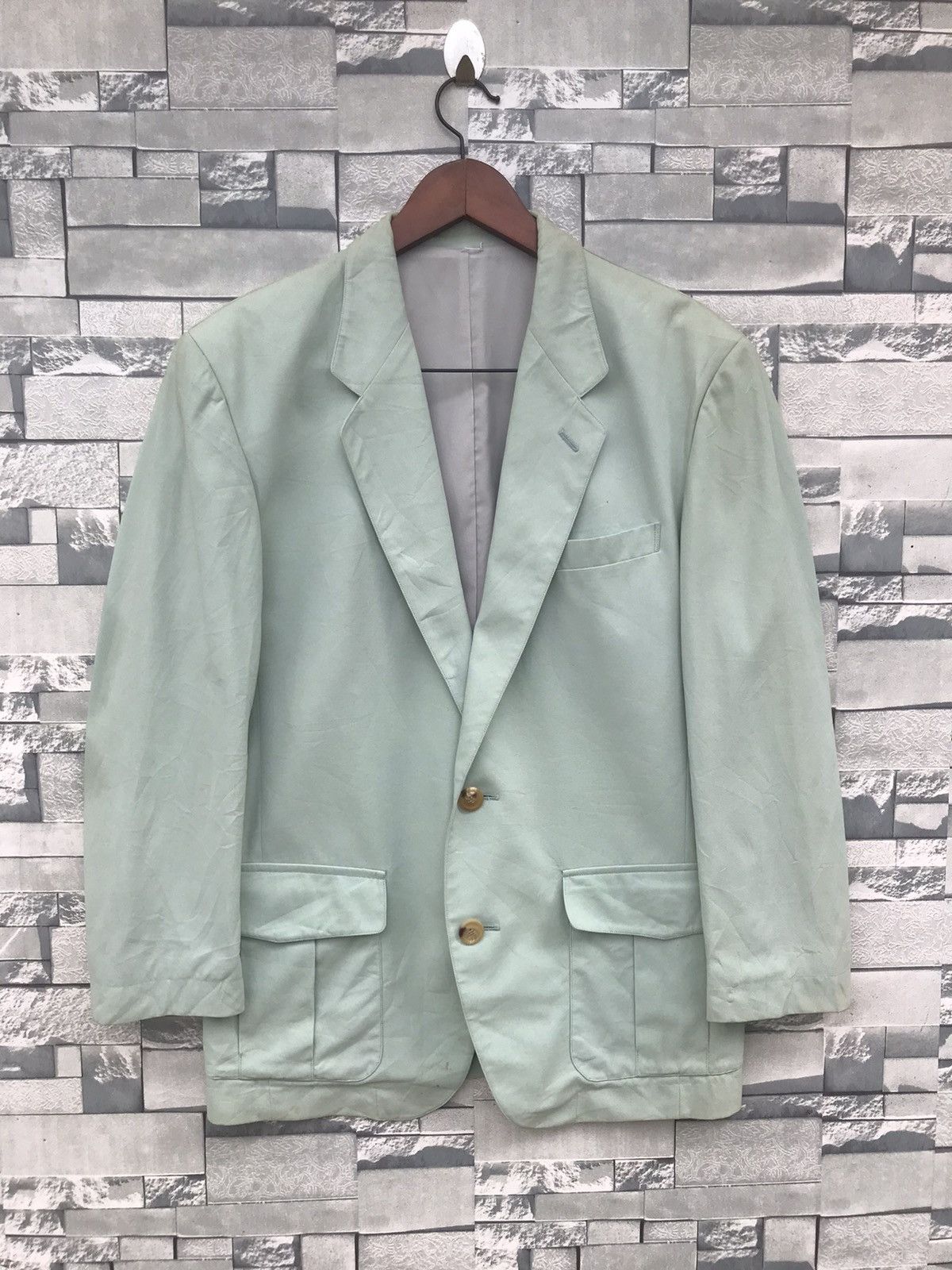 Issey Miyake Vintage 80s Issey Miyake Men Sage Green Linen Blazer Jacket Size US M / EU 48-50 / 2 - 2 Thumbnail