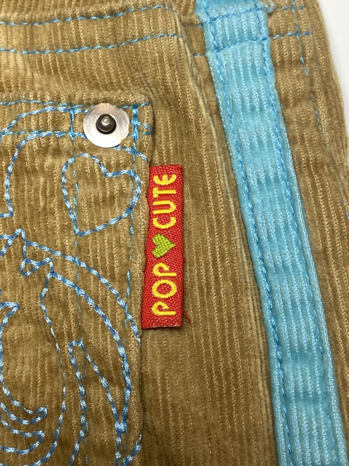 Hysteric Glamour × Japanese Brand 2000s Angel Blue - Flared Mascots Corduroy Pants Size US 29 - 7 Thumbnail
