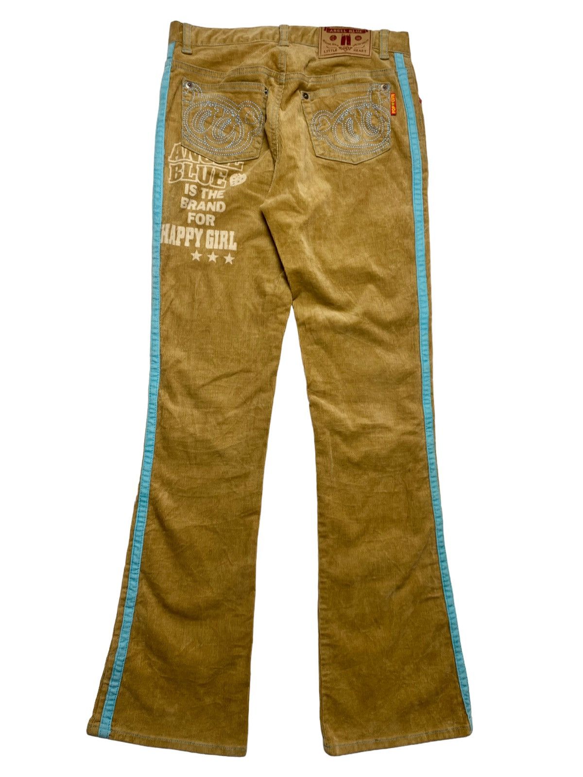 Hysteric Glamour × Japanese Brand 2000s Angel Blue - Flared Mascots Corduroy Pants Size US 29 - 2 Thumbnail