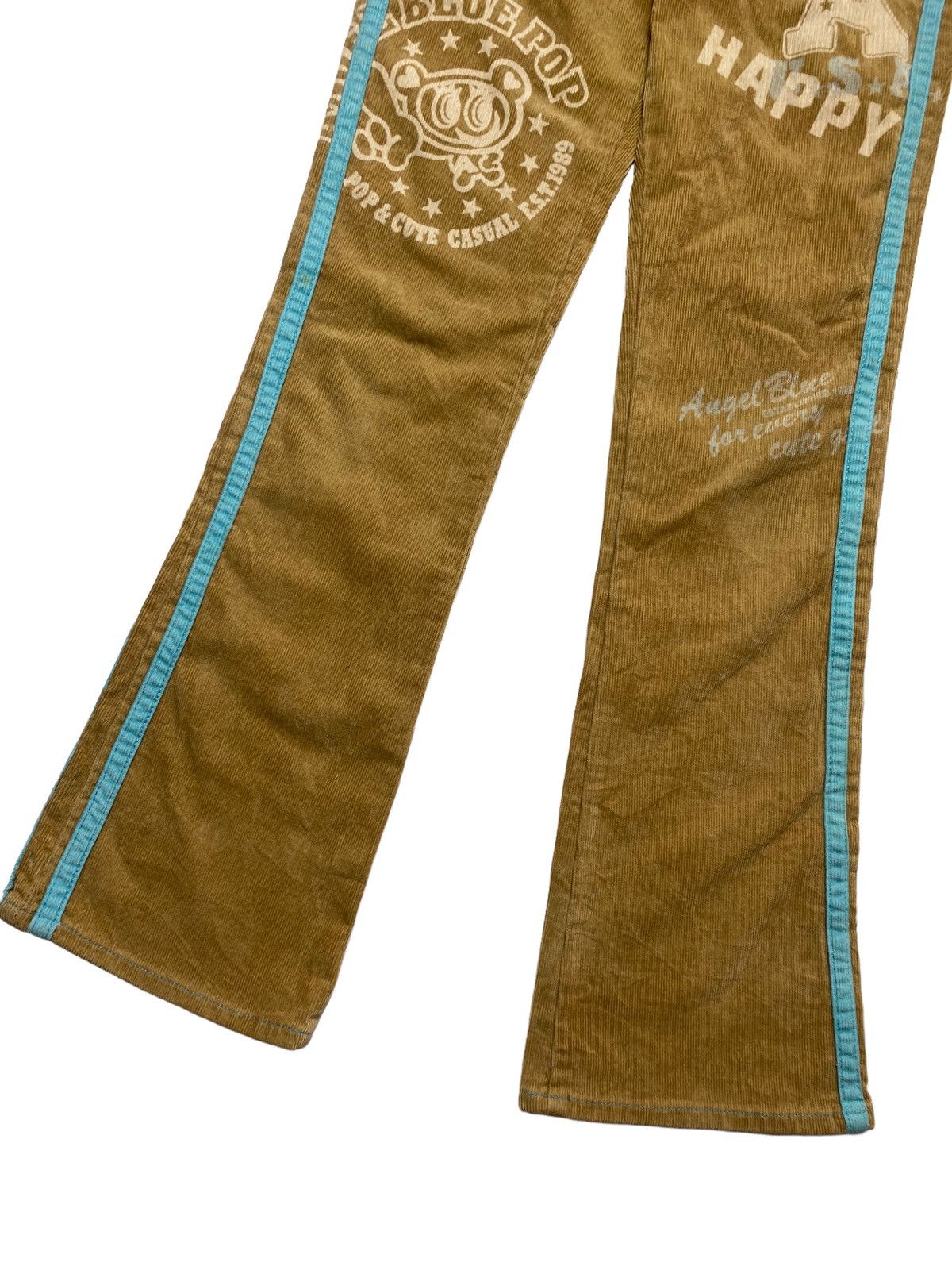 Hysteric Glamour × Japanese Brand 2000s Angel Blue - Flared Mascots Corduroy Pants Size US 29 - 4 Thumbnail