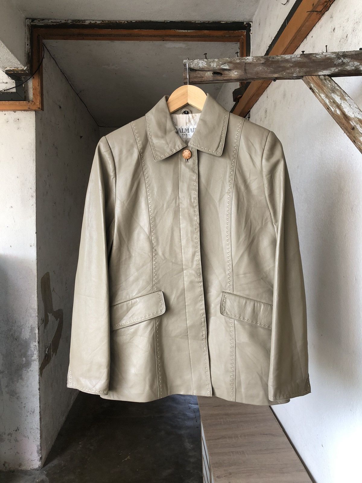 Balmain Vintage Balmain Paris Sheepskin Button Up Leather Jacket Size L / US 10 / IT 46 - 4 Thumbnail
