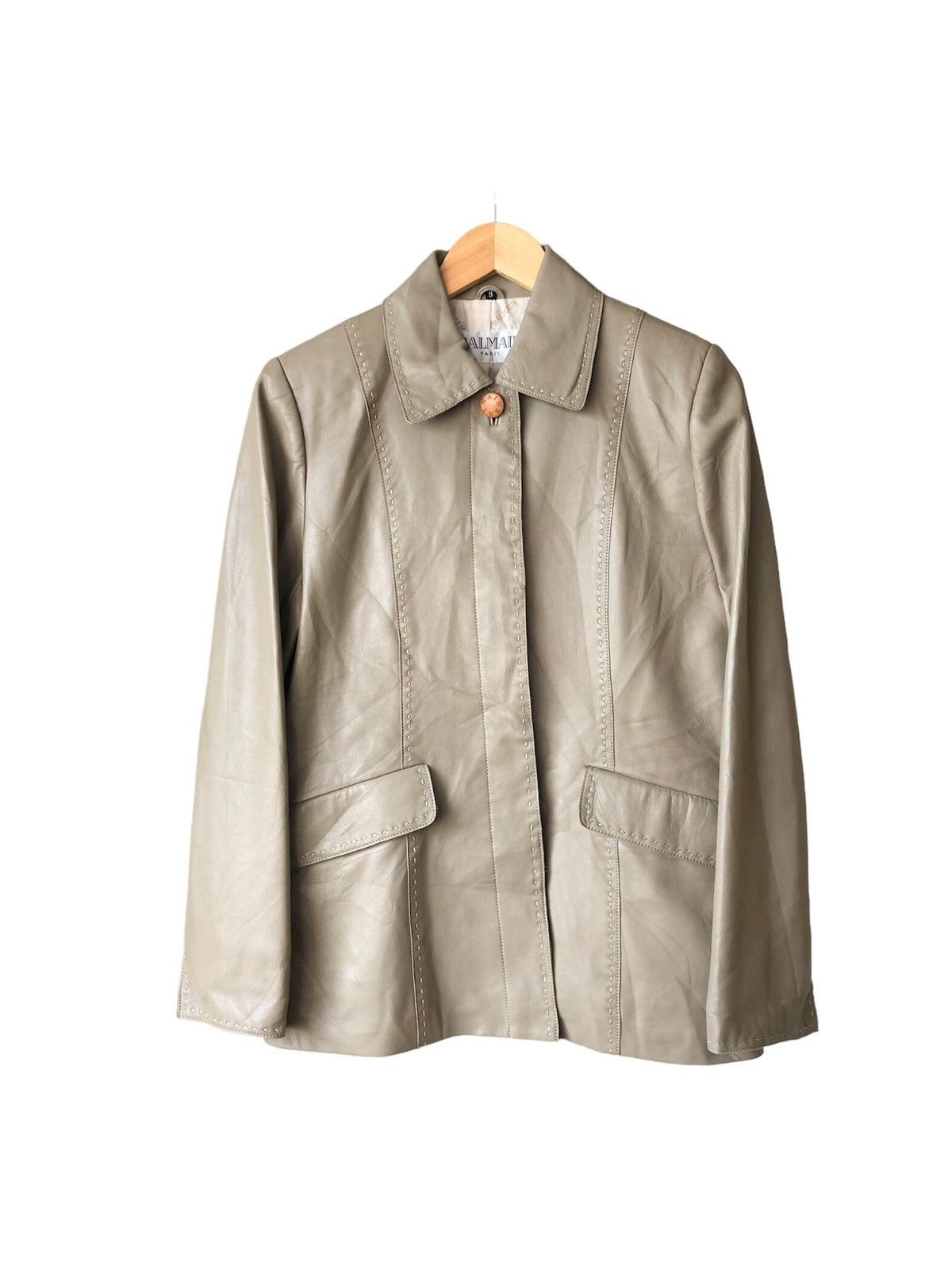 Balmain Vintage Balmain Paris Sheepskin Button Up Leather Jacket Size L / US 10 / IT 46 - 1 Thumbnail