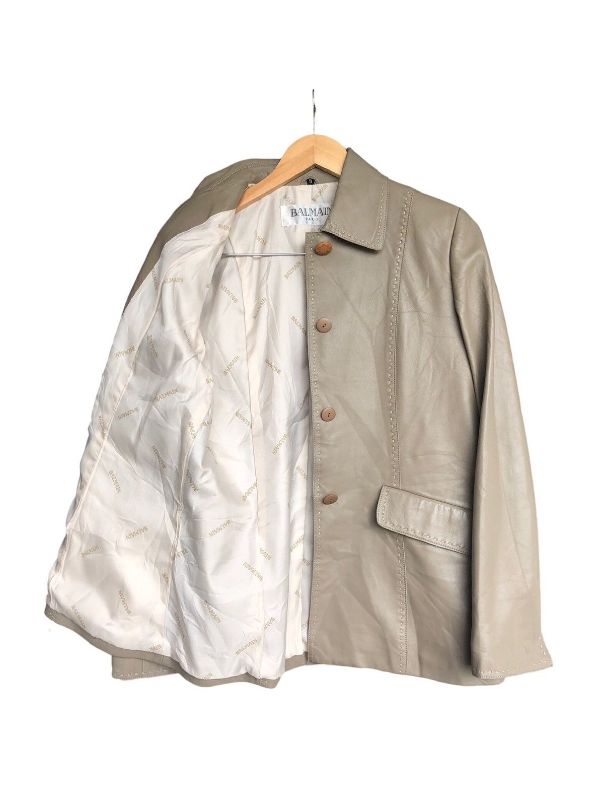Balmain Vintage Balmain Paris Sheepskin Button Up Leather Jacket Size L / US 10 / IT 46 - 2 Thumbnail