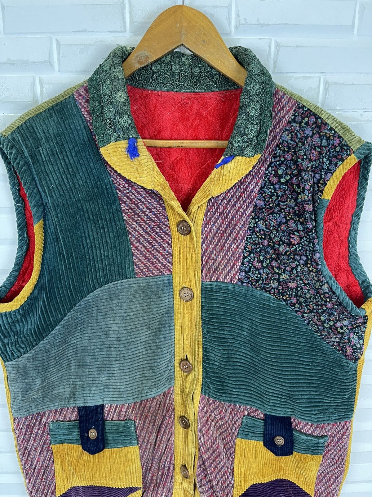 Japanese Brand Vtg Streetwear Multicolor Vest Patchworks Design Size US L / EU 52-54 / 3 - 5 Thumbnail