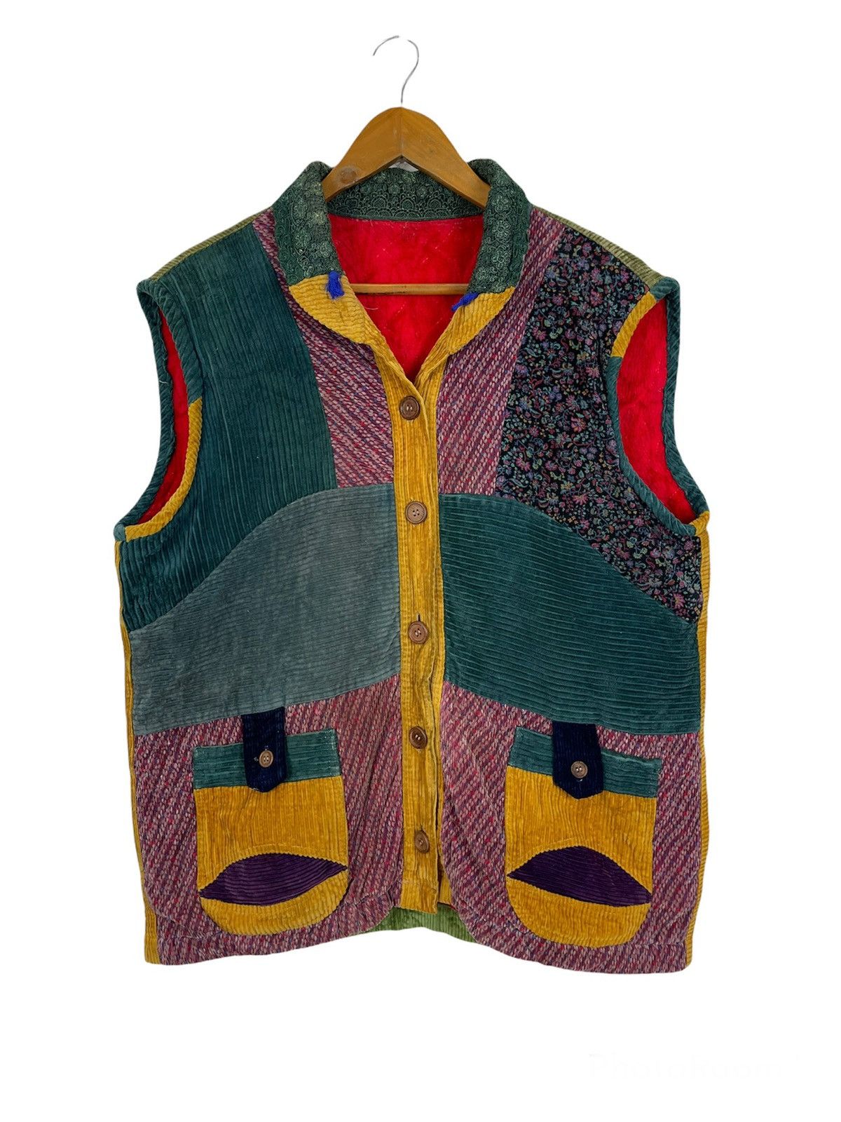 Japanese Brand Vtg Streetwear Multicolor Vest Patchworks Design Size US L / EU 52-54 / 3 - 1 Thumbnail