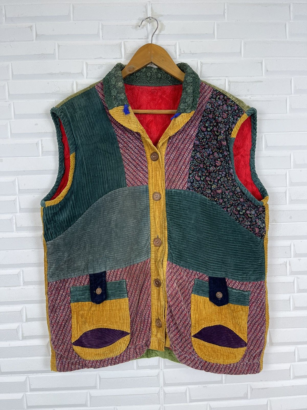 Japanese Brand Vtg Streetwear Multicolor Vest Patchworks Design Size US L / EU 52-54 / 3 - 6 Thumbnail