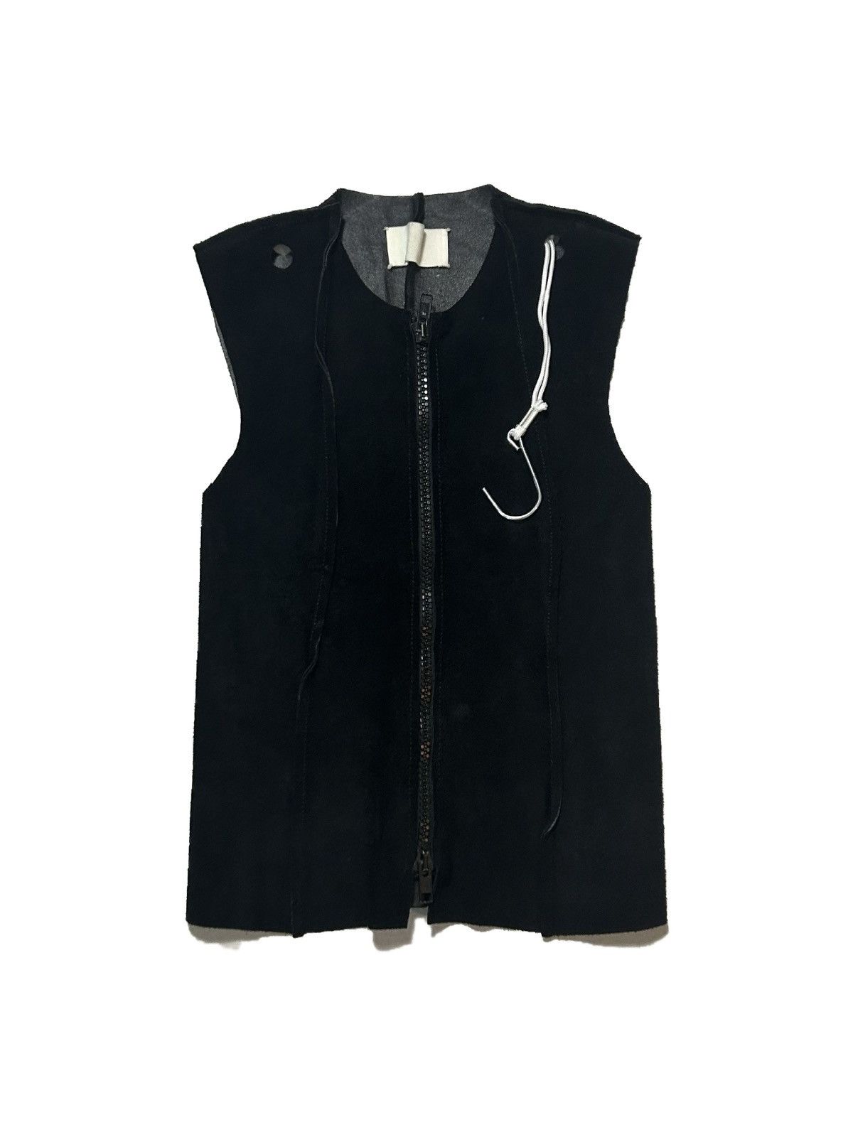 image of Maison Margiela Artisanal ‘98 Leather Flat Vest in Black, Men's (Size Small)