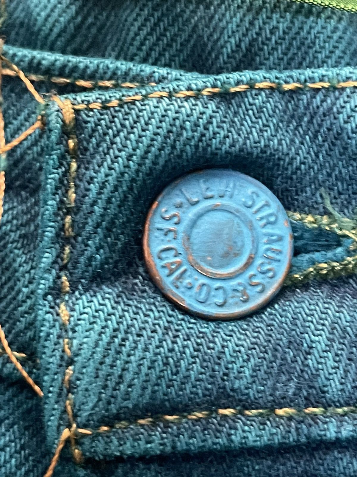 Japanese Brand × Levi's Vintage Levis x High Light Cavalet Green Denim Size US 35 - 20 Thumbnail