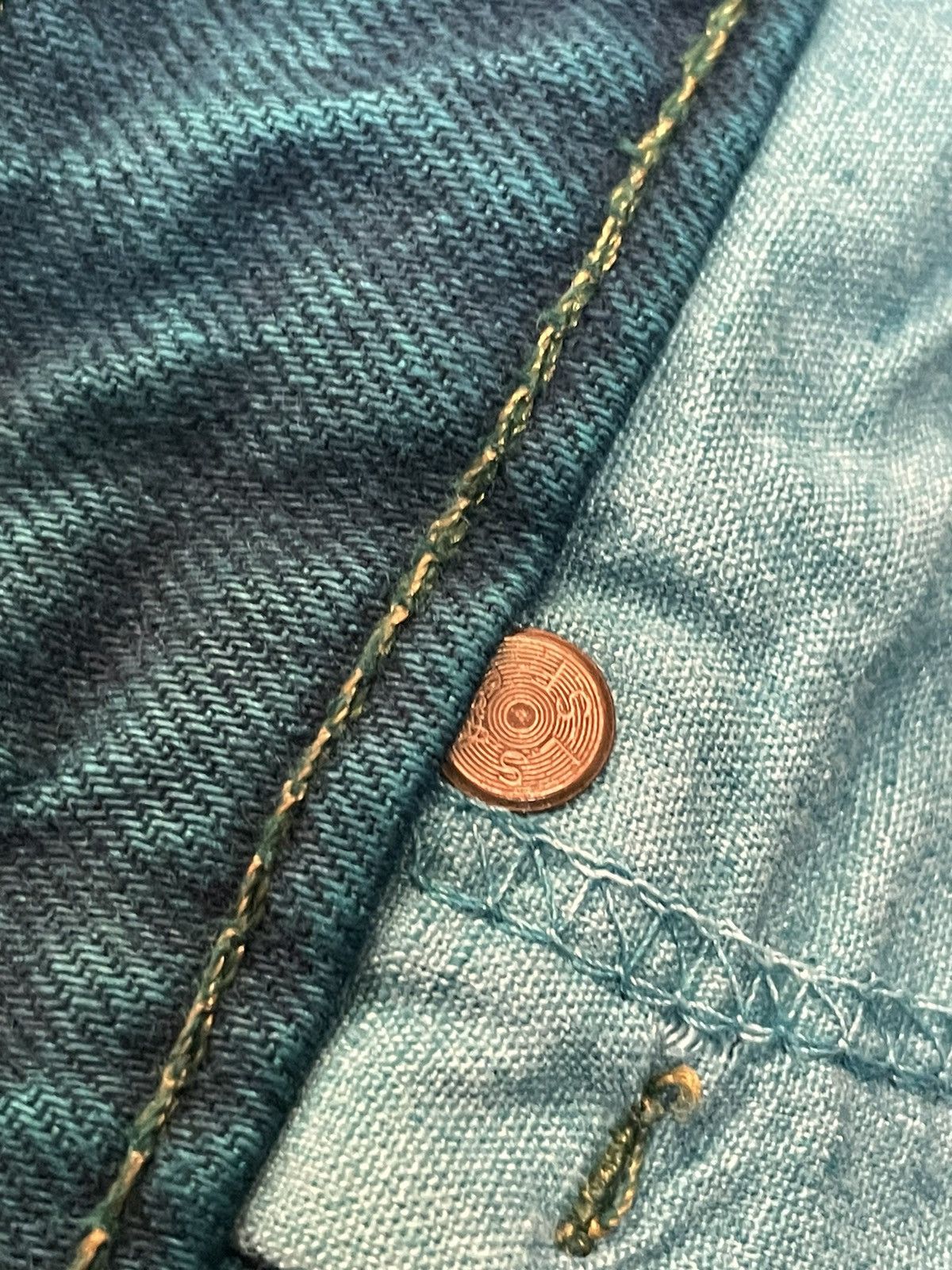 Japanese Brand × Levi's Vintage Levis x High Light Cavalet Green Denim Size US 35 - 13 Thumbnail