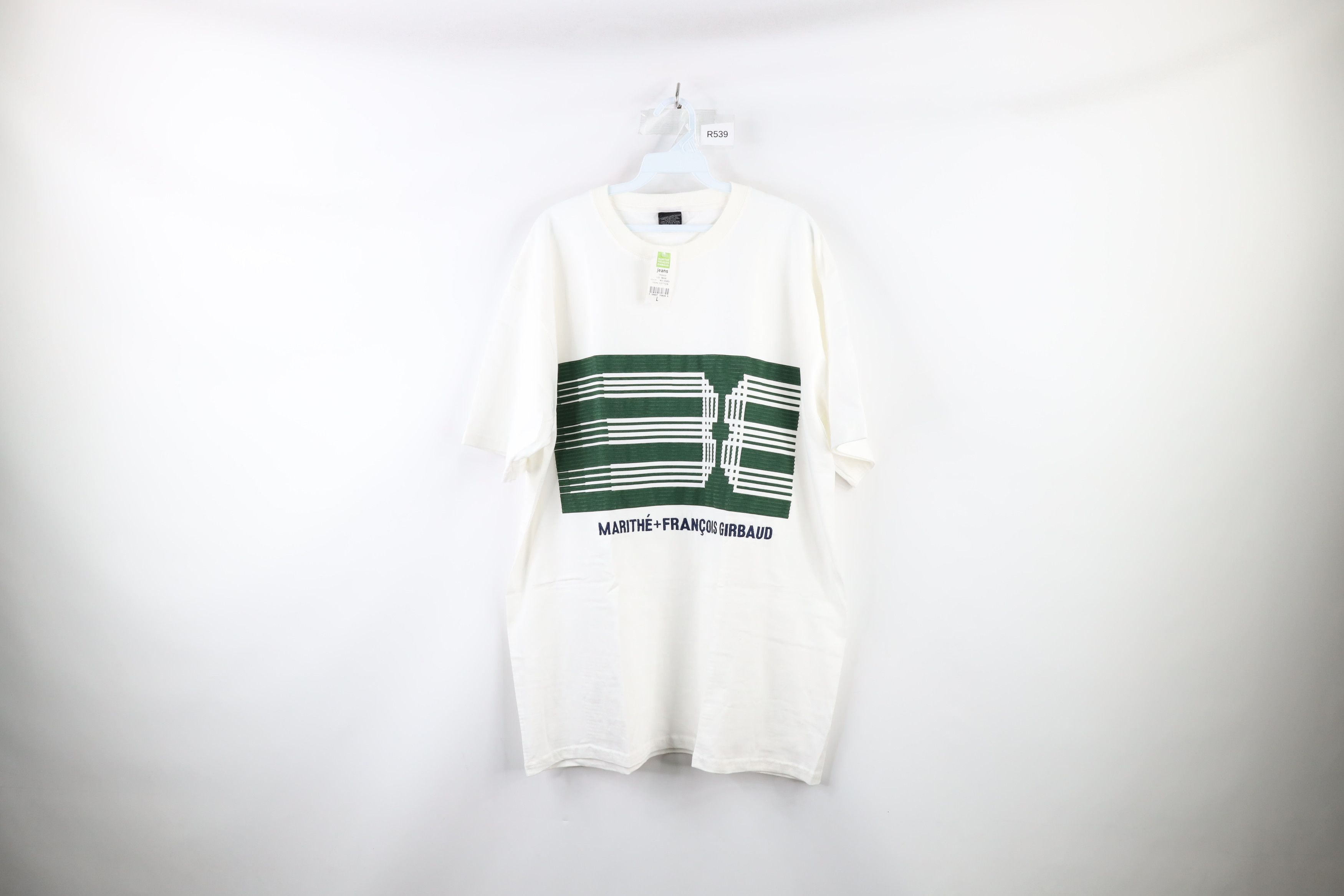 Marithe + Francois Girbaud × Vintage NOS Vintage 90s Marithe Francois Girbaud LCD T-Shirt White Size US L / EU 52-54 / 3 - 1 Thumbnail