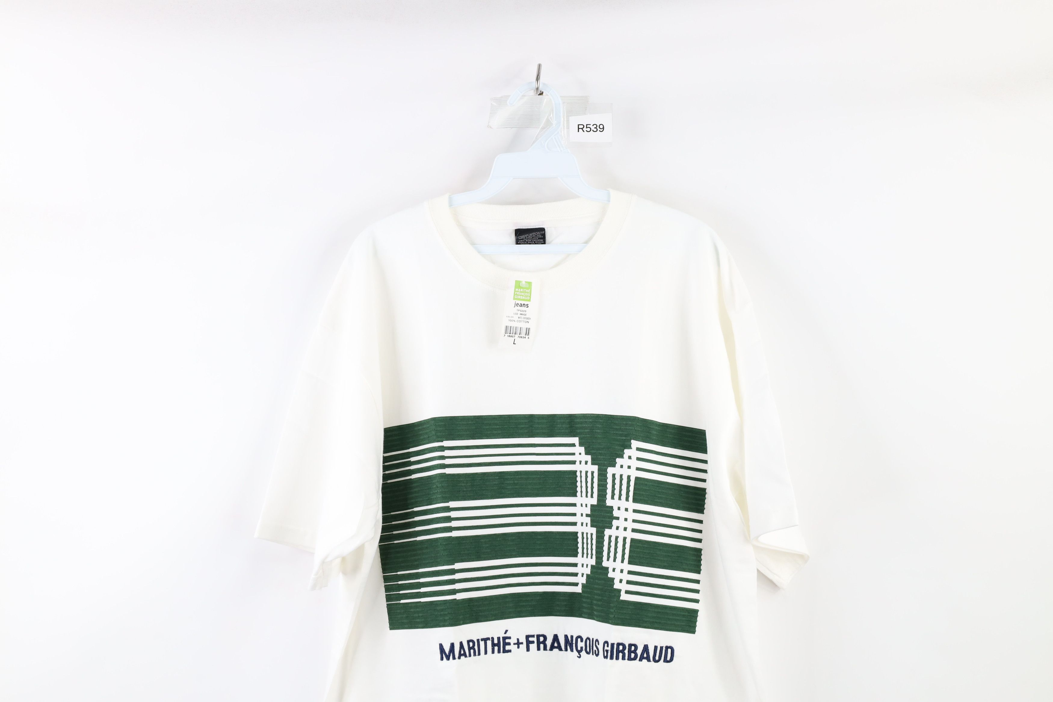 Marithe + Francois Girbaud × Vintage NOS Vintage 90s Marithe Francois Girbaud LCD T-Shirt White Size US L / EU 52-54 / 3 - 2 Thumbnail