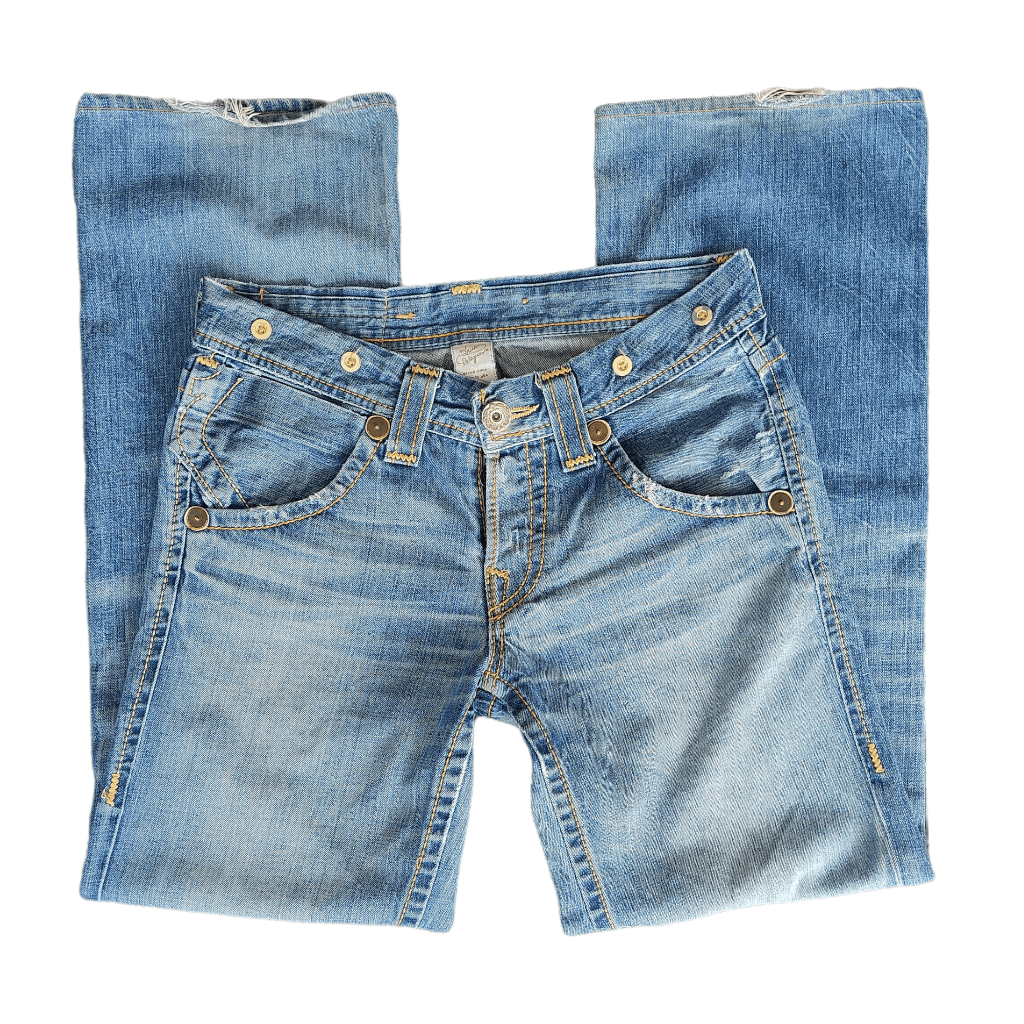 Beauty Beast True Religion Jean Leather Patch Blue Denim Pants Size US 33 - 3 Thumbnail