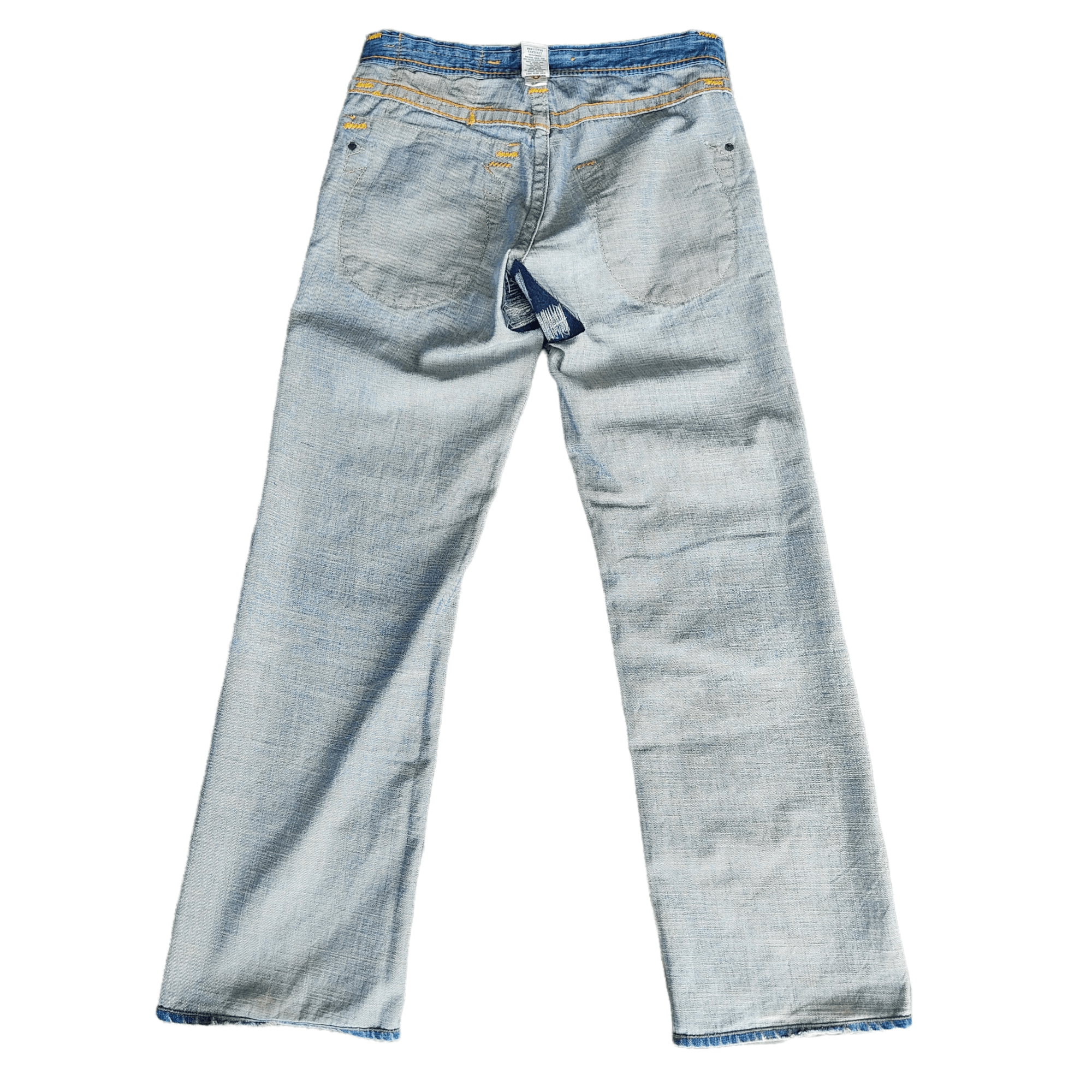 Beauty Beast True Religion Jean Leather Patch Blue Denim Pants Size US 33 - 10 Thumbnail