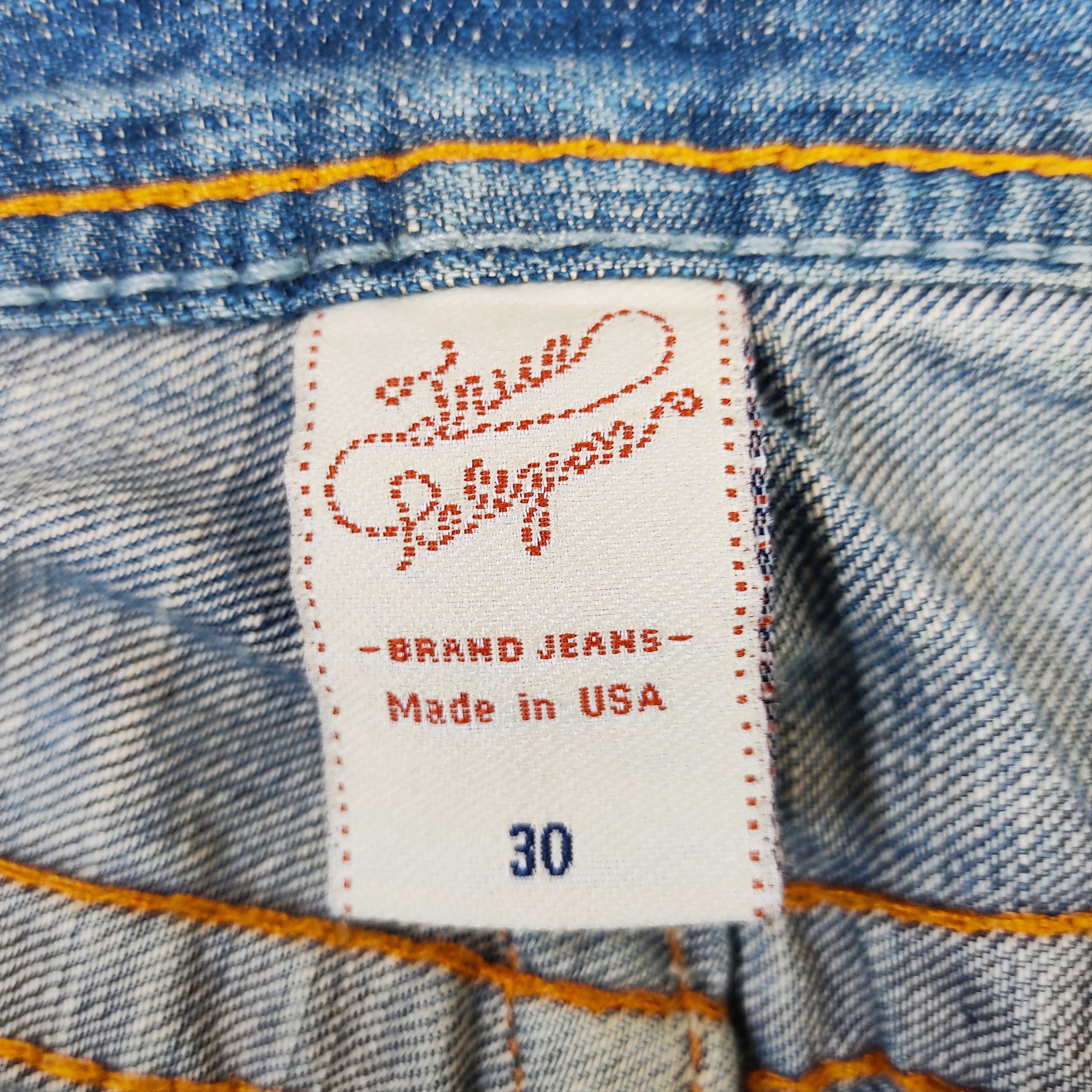 Beauty Beast True Religion Jean Leather Patch Blue Denim Pants Size US 33 - 14 Thumbnail