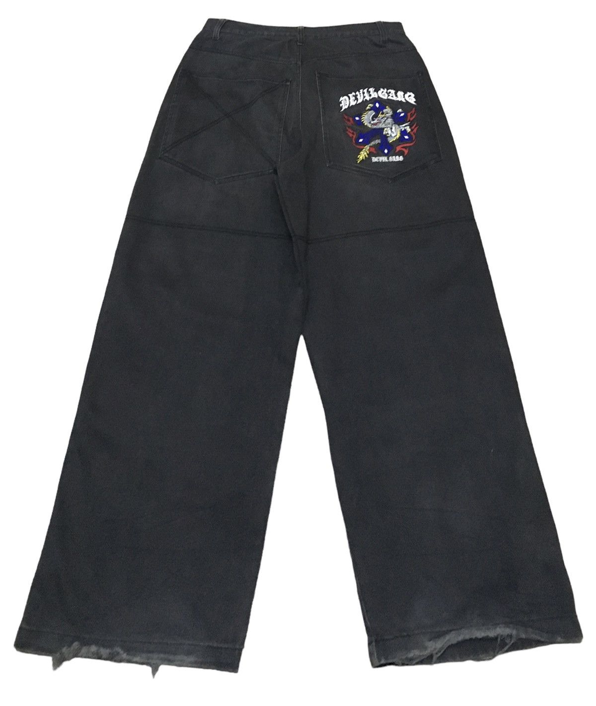 If Six Was Nine × Japanese Brand Vintage Japanese Brand Devil Gang Sukajan Baggy Jeans 1990s Size US 33 - 1 Thumbnail