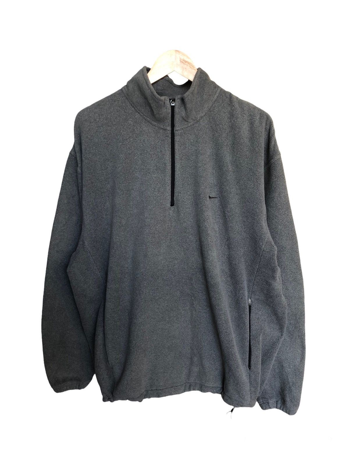 image of Y2K Nike Small Swoosh Baggy Style Fleece Sweater in Grey, Men's (Size XL)