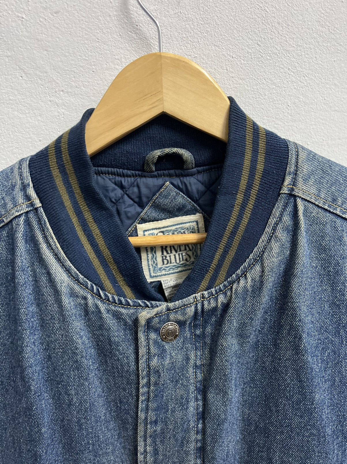 Vintage Varsity jacket denim sleeve cotton nylon vintage Size US L / EU 52-54 / 3 - 3 Thumbnail
