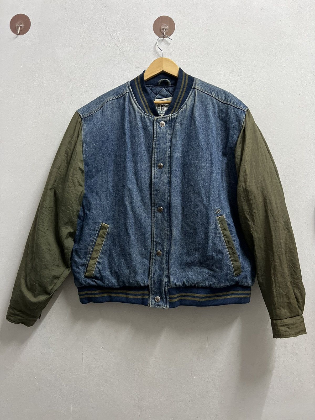 Vintage Varsity jacket denim sleeve cotton nylon vintage Size US L / EU 52-54 / 3 - 1 Thumbnail