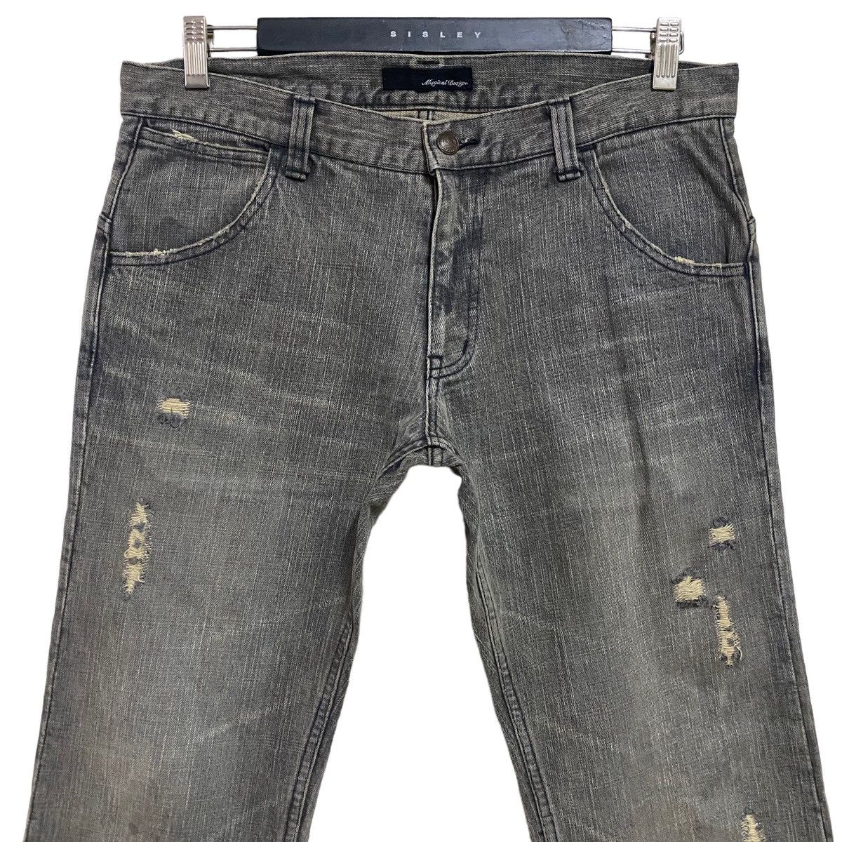 Japanese Brand MAGICAL DESIGN Distressed Denim Flare Jeans Size US 33 - 3 Thumbnail