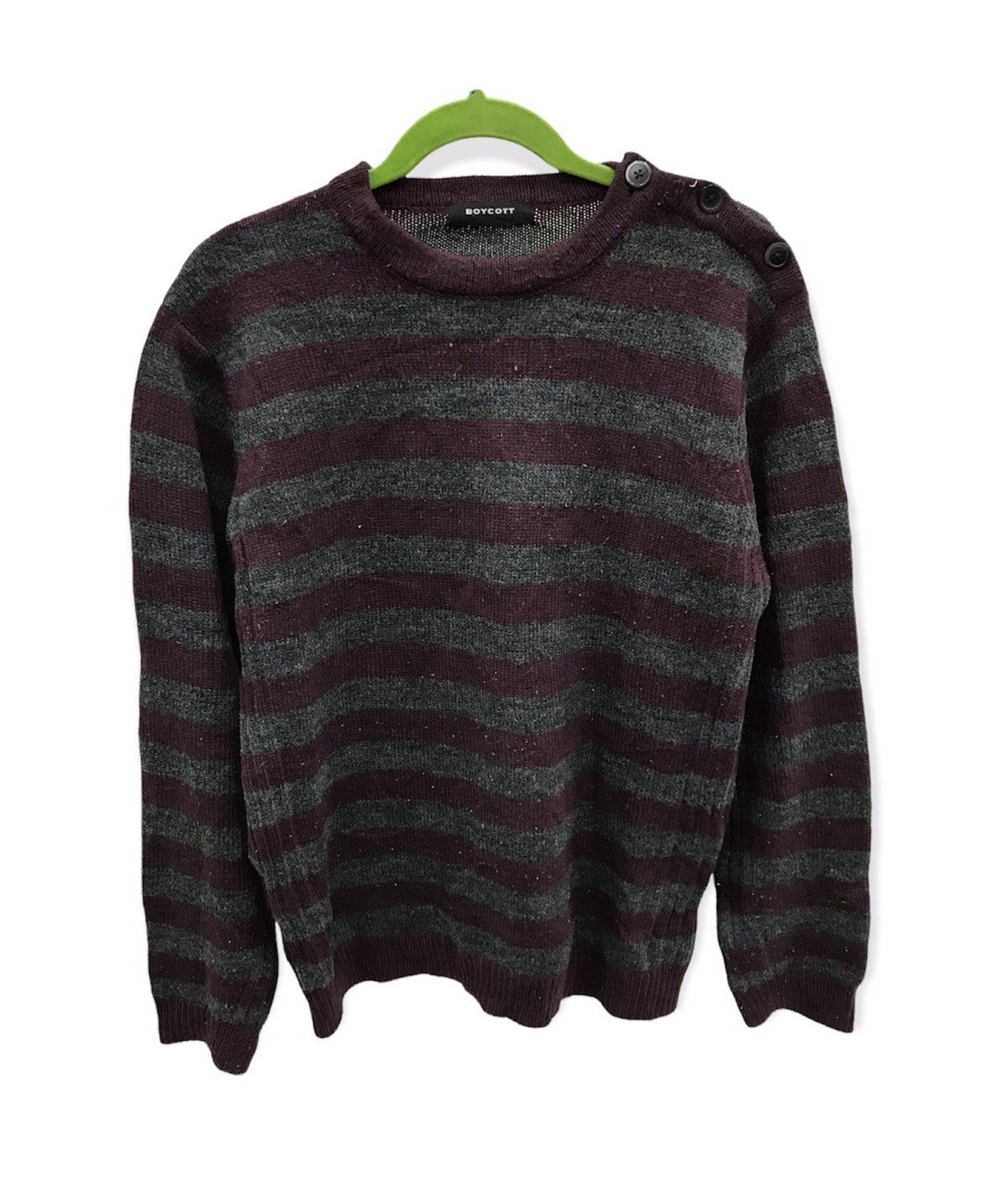 image of Boycott Stripe Design Knit Sweater, Men's (Size Large)