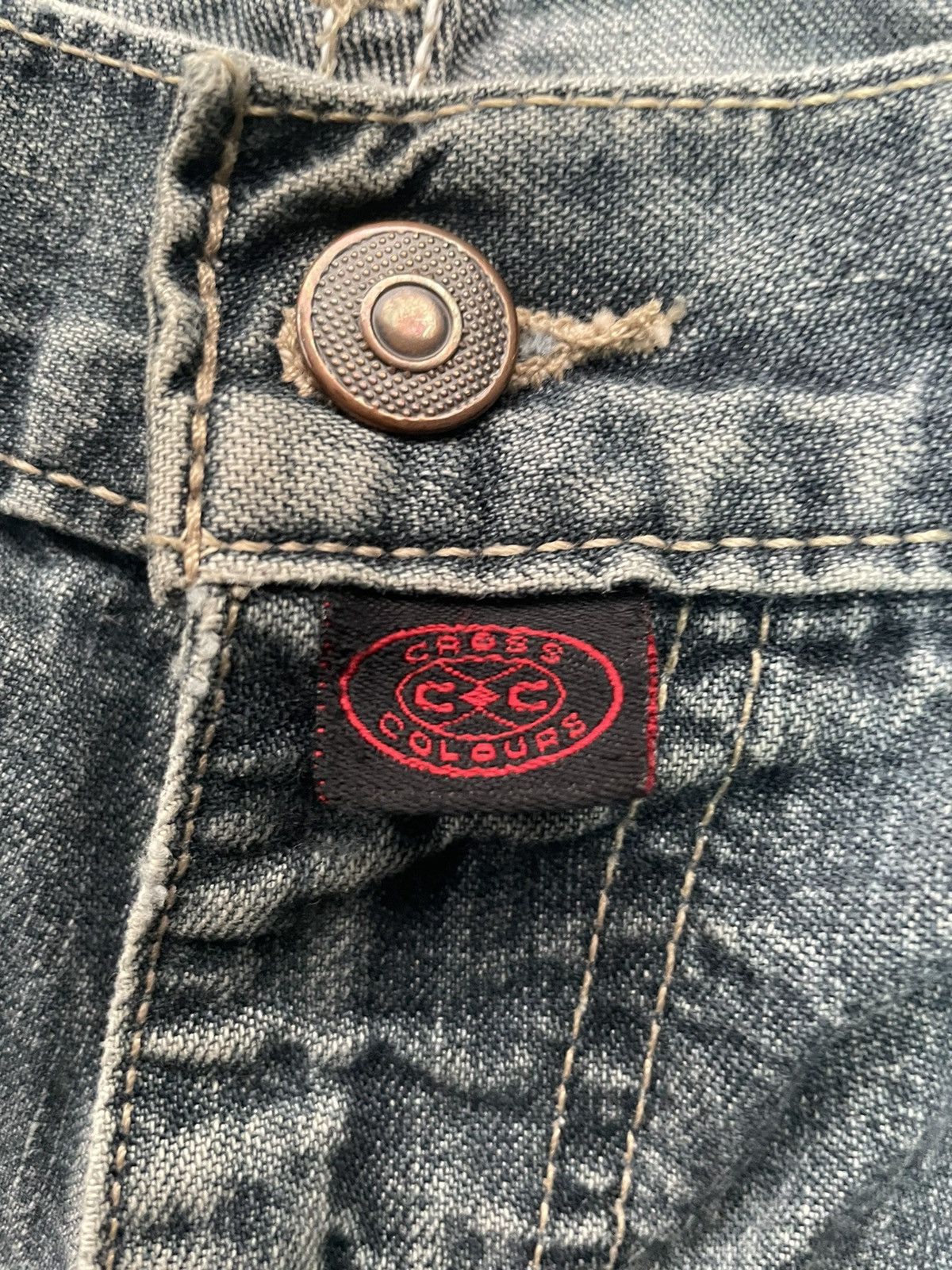 Cross Colours Vintage Baggy Cross Colours Double Knee Denim Size US 37 - 18 Thumbnail